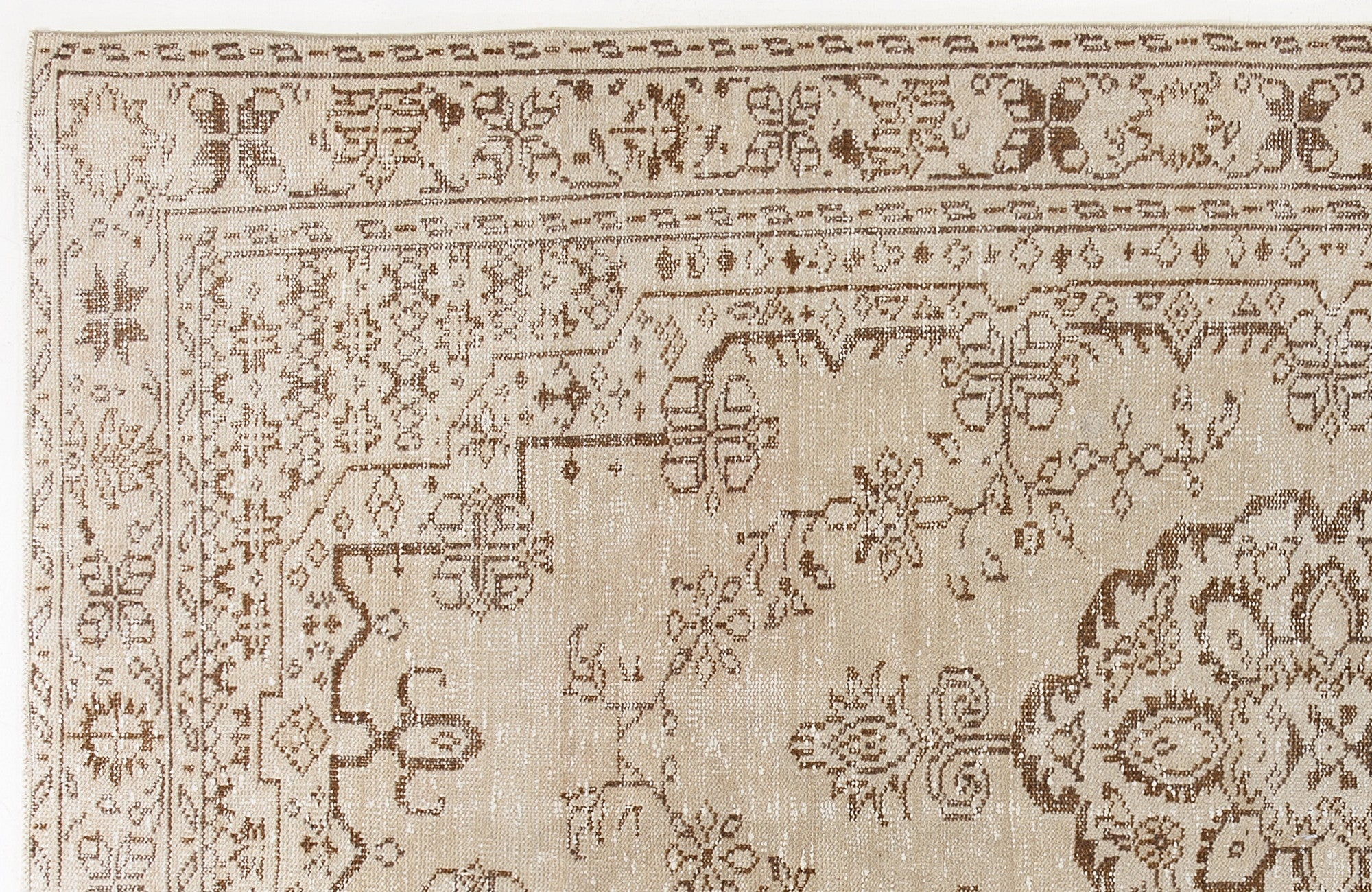 Atina Beige Vintage Wool Handmade Area Rug 5'3" x 8'9"