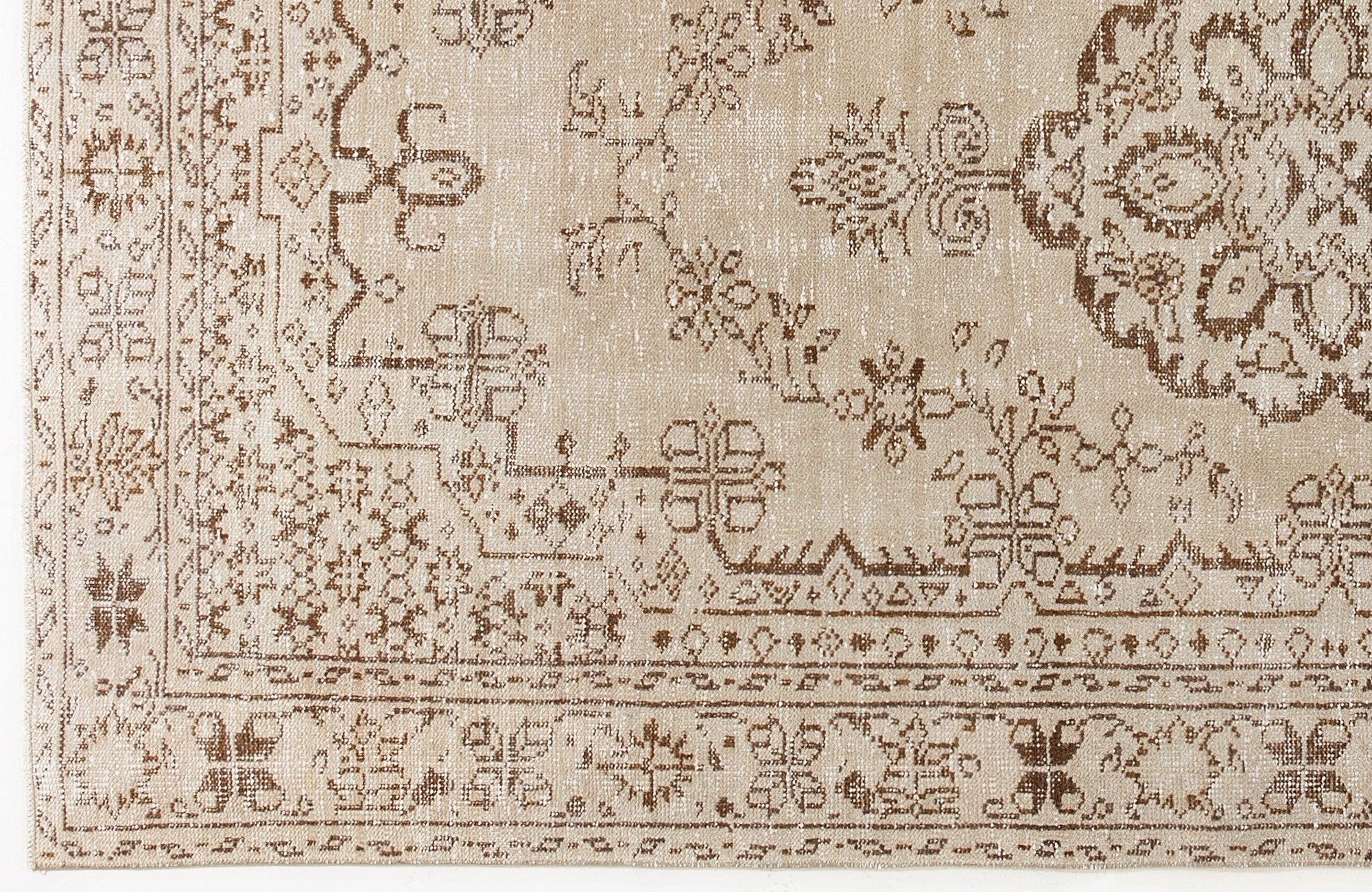 Atina Beige Vintage Wool Handmade Area Rug 5'3" x 8'9"