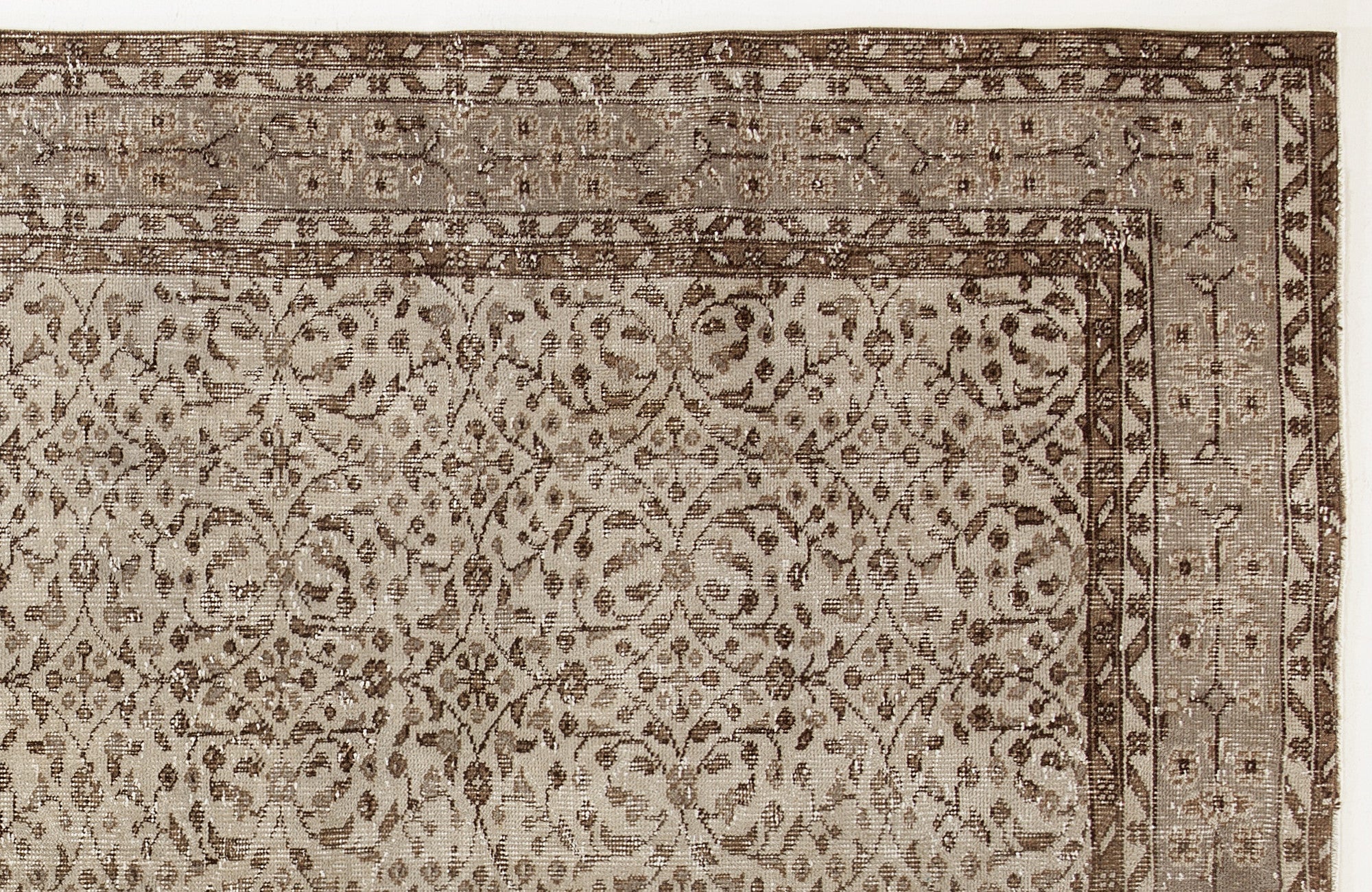Atina Beige Vintage Wool Handmade Area Rug 5'10" x 9'0"