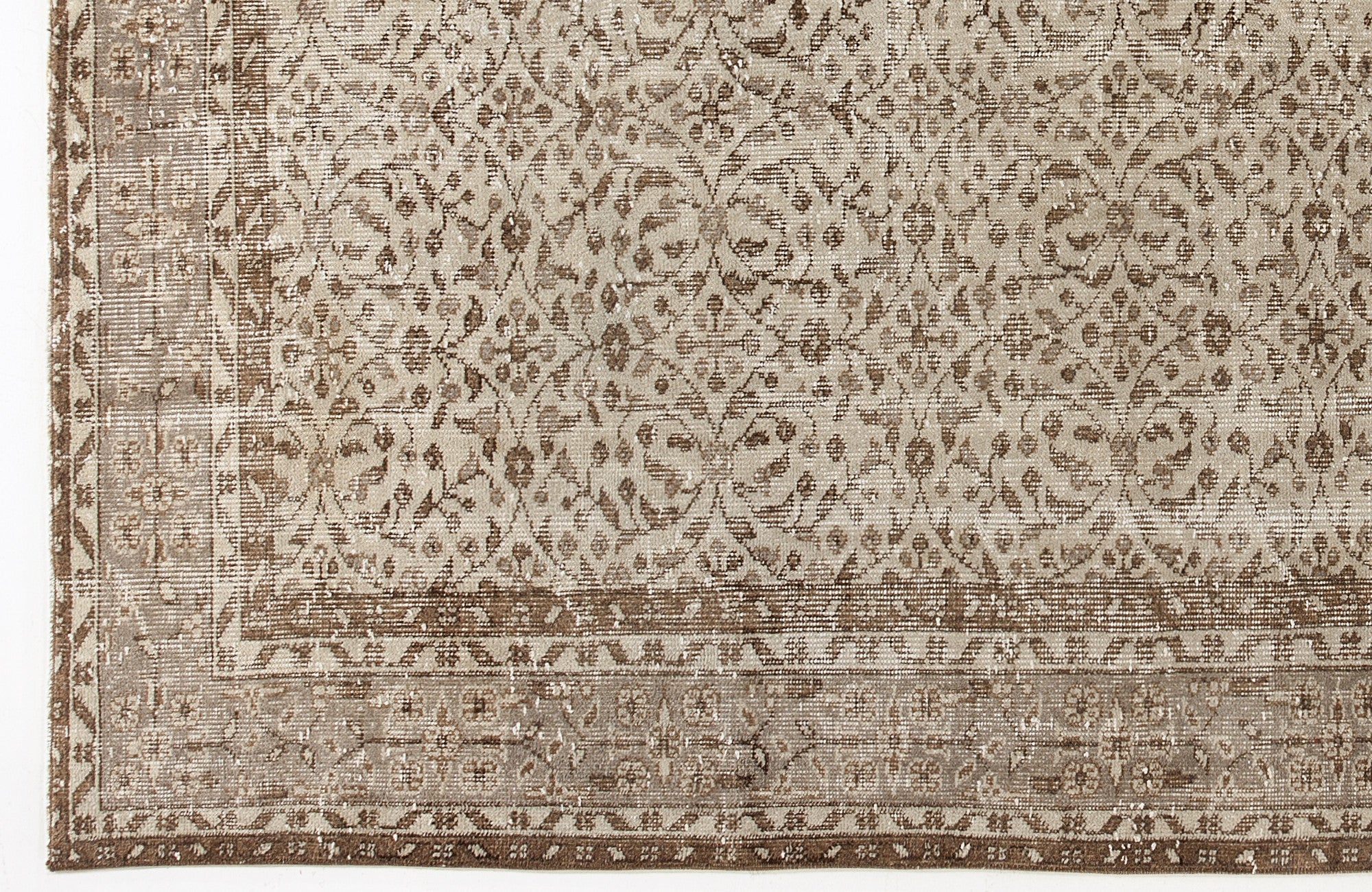 Atina Beige Vintage Wool Handmade Area Rug 5'10" x 9'0"