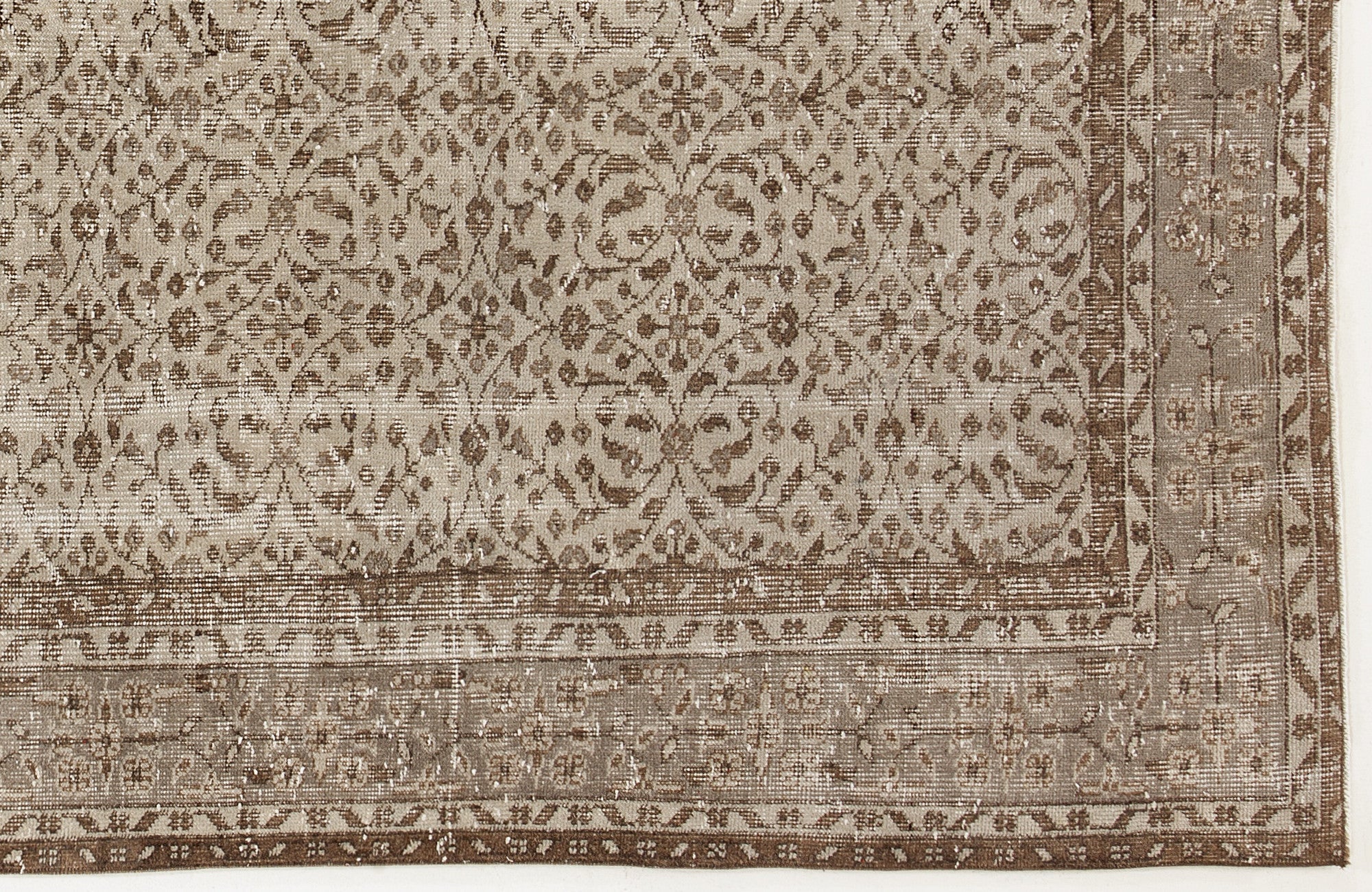 Atina Beige Vintage Wool Handmade Area Rug 5'10" x 9'0"