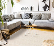 Beige Jute Area Rug – Machine Made Rug with Geometric Design, Easy Clean