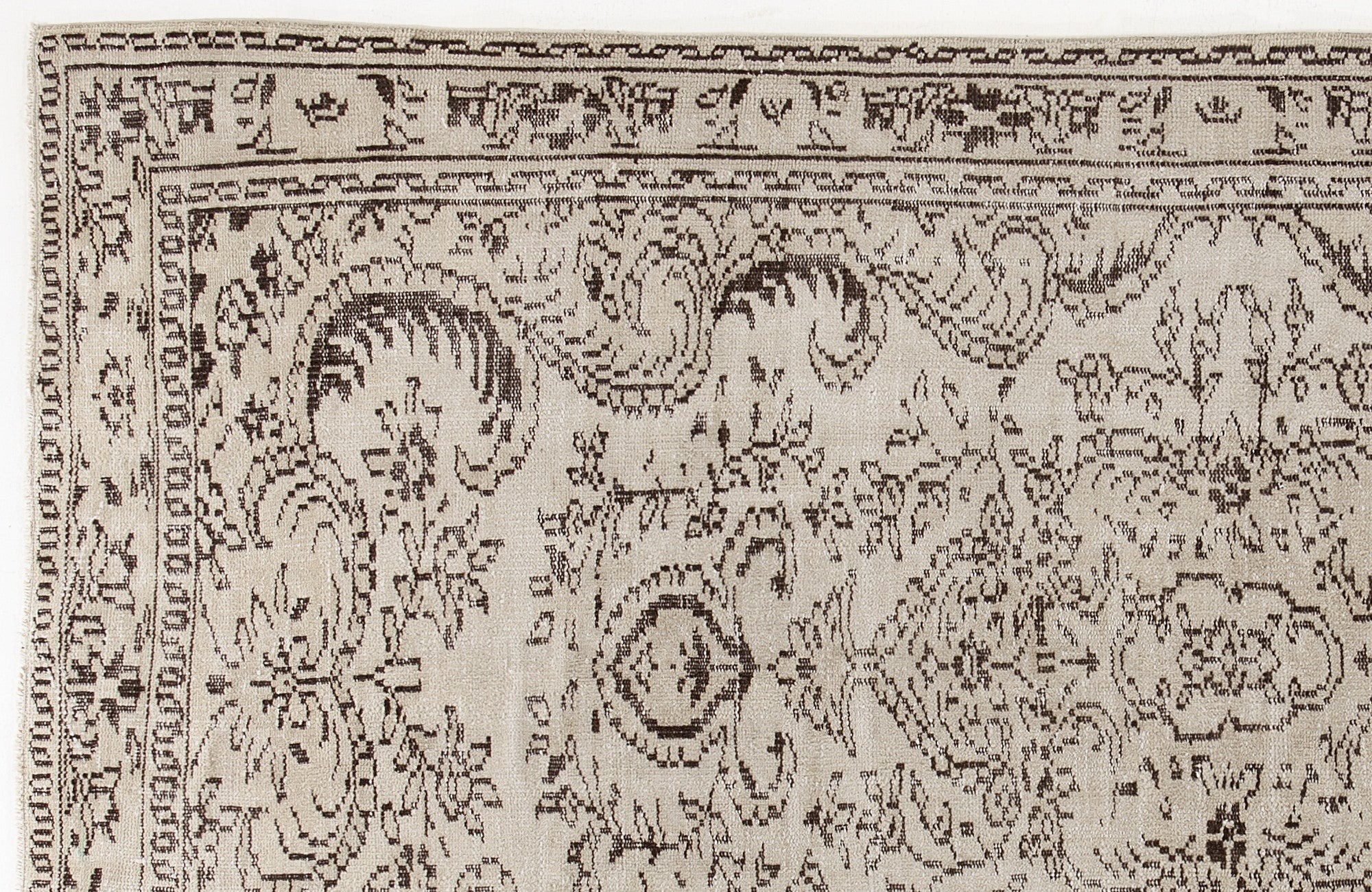 Atina Beige Vintage Wool Handmade Area Rug 5'7" x 7'9"