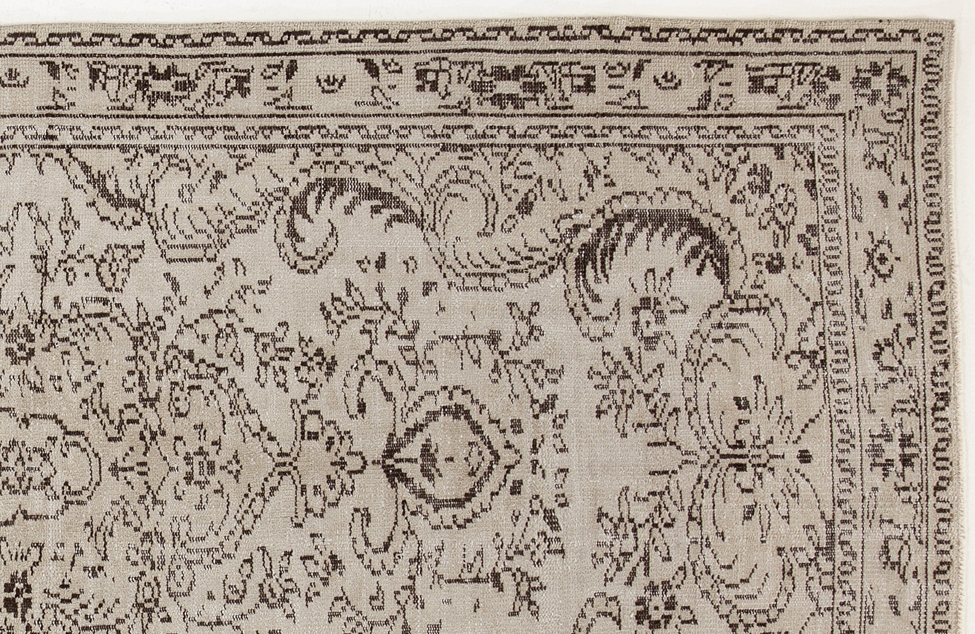 Atina Beige Vintage Wool Handmade Area Rug 5'7" x 7'9"