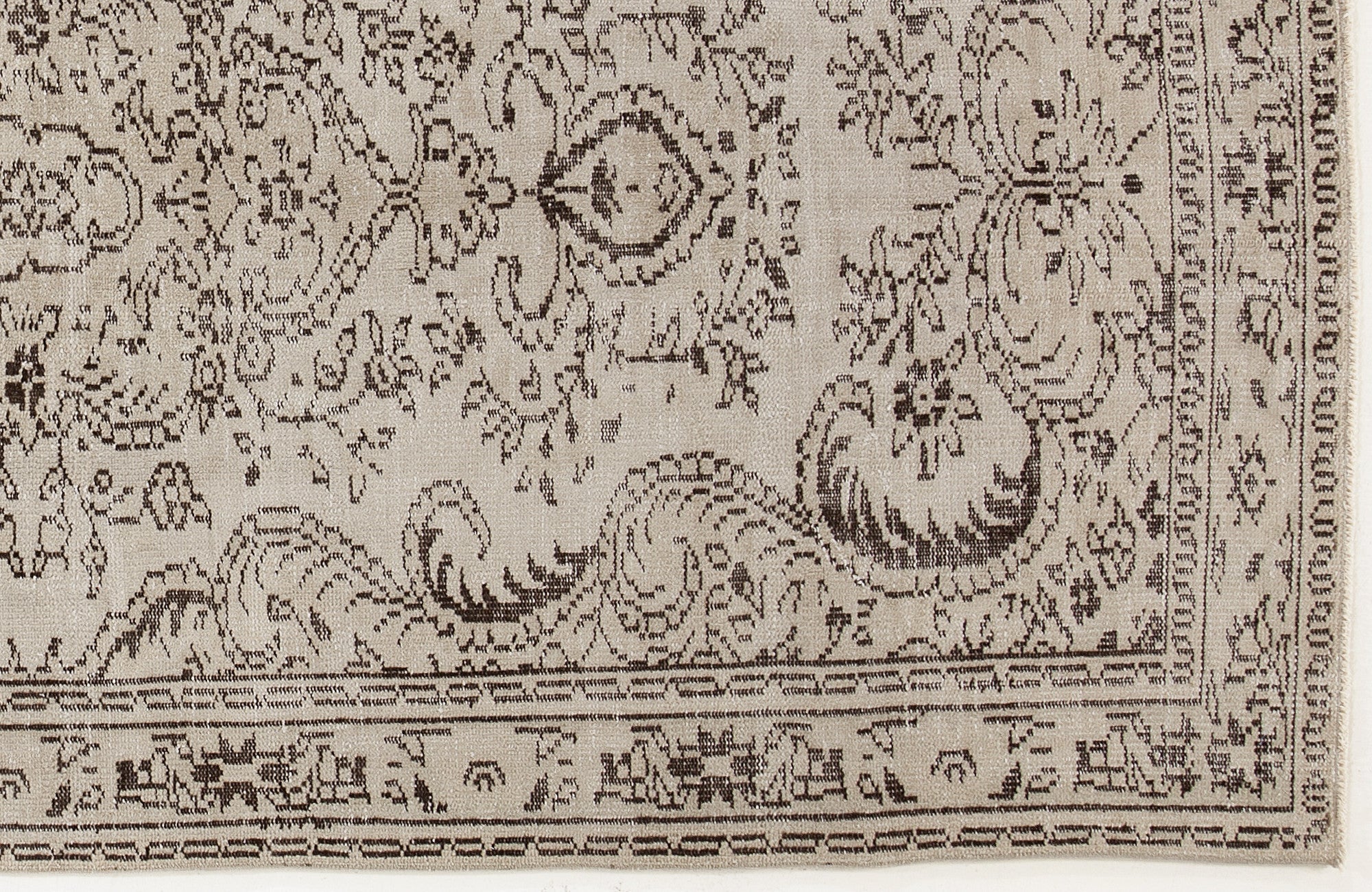 Atina Beige Vintage Wool Handmade Area Rug 5'7" x 7'9"