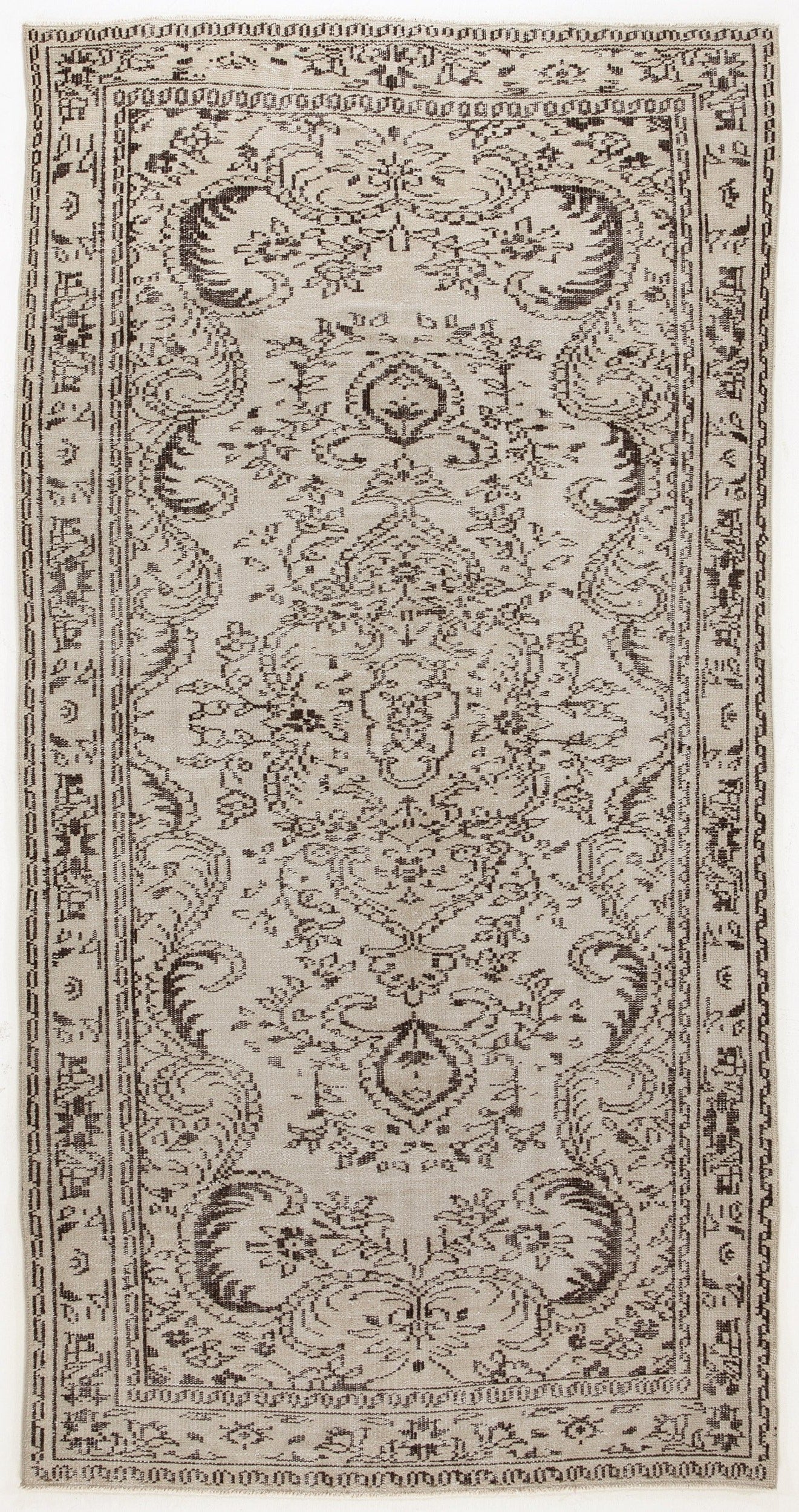 Atina Beige Vintage Wool Handmade Area Rug 5'7" x 7'9"