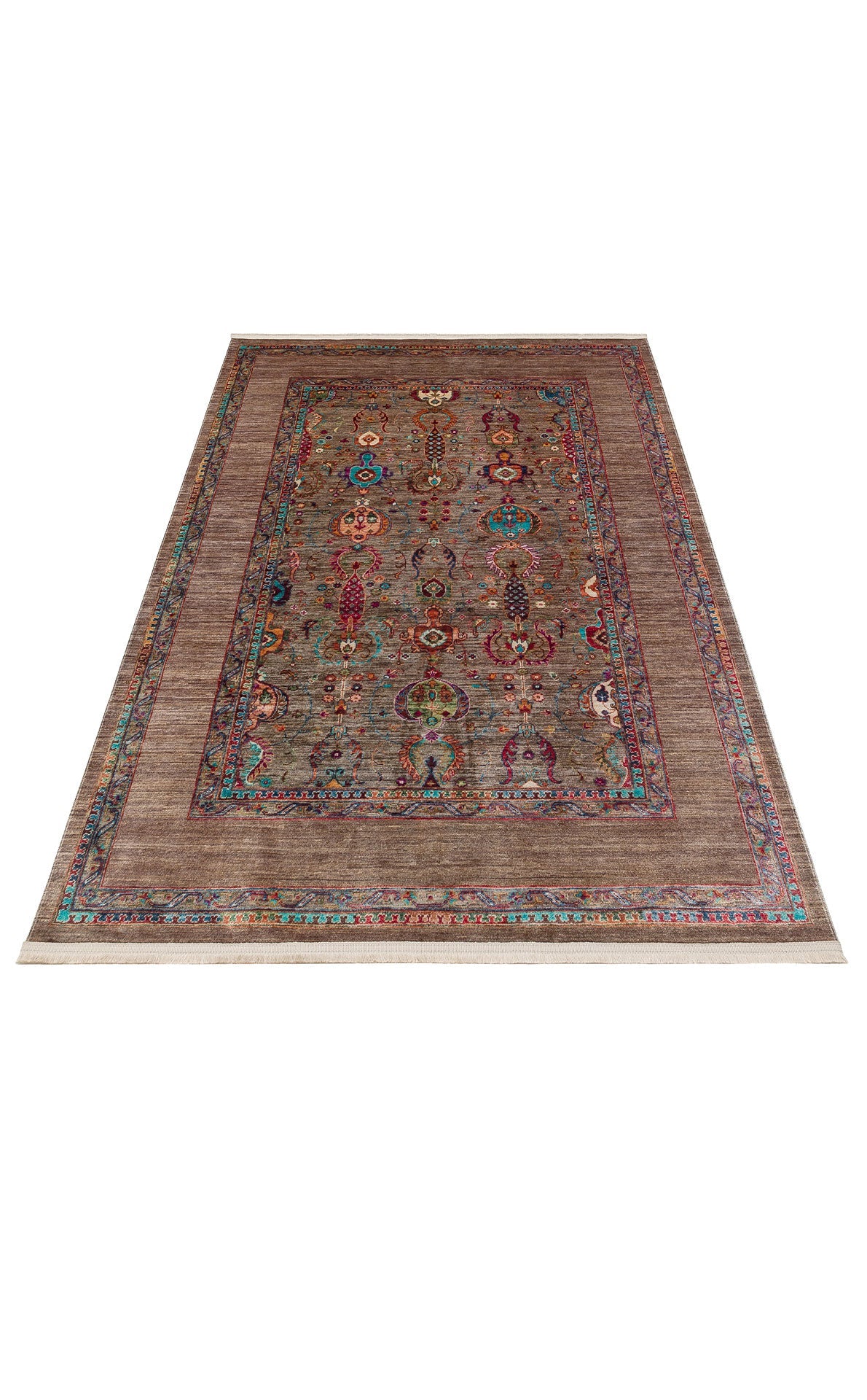 Green Cotton Area Rug – Machine Made Rug | Antique Pattern Carpet | Non Slip Design