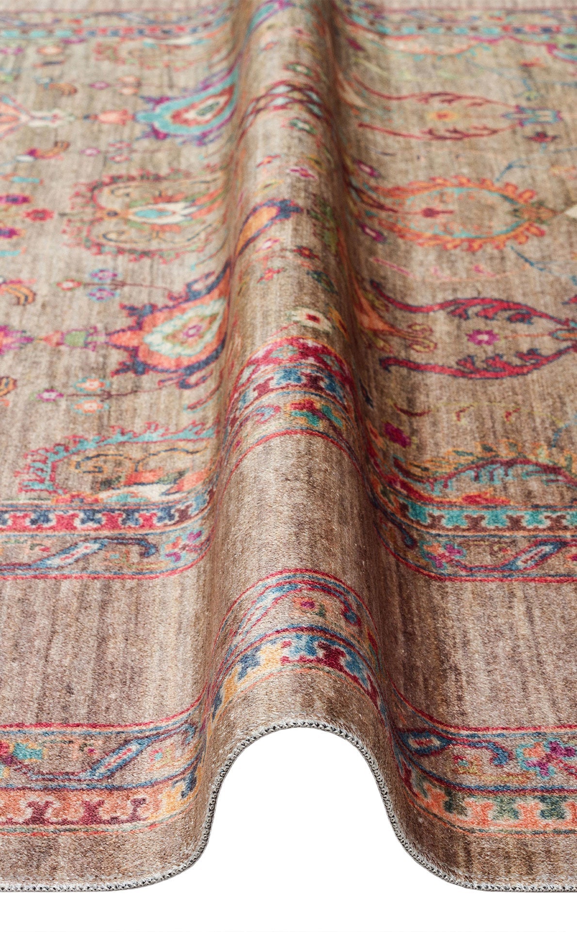 Green Cotton Area Rug – Machine Made Rug | Antique Pattern Carpet | Non Slip Design