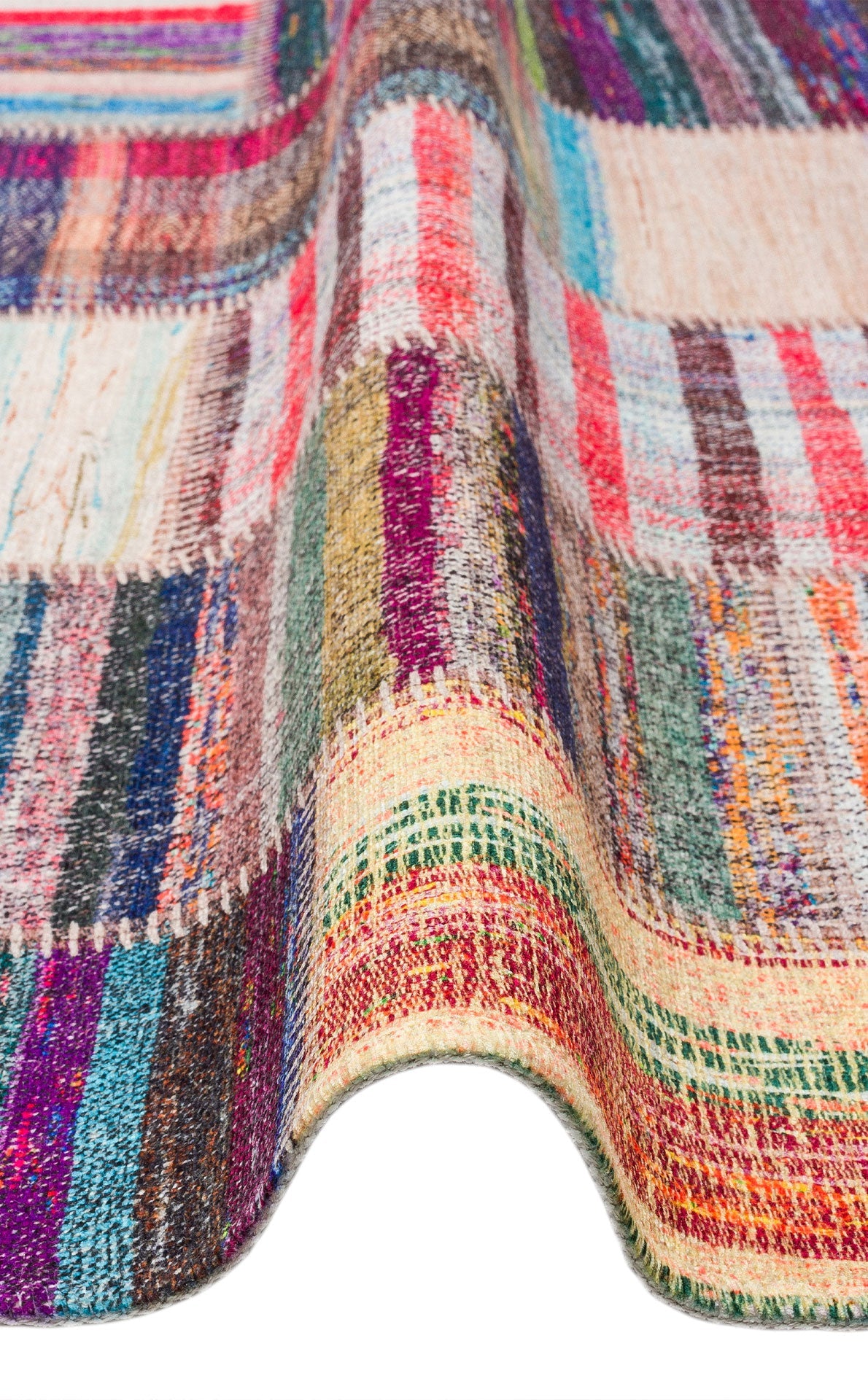 Patchwork Area Rug - Machine Made Rug with Soft Texture, Washable & Anti Slip