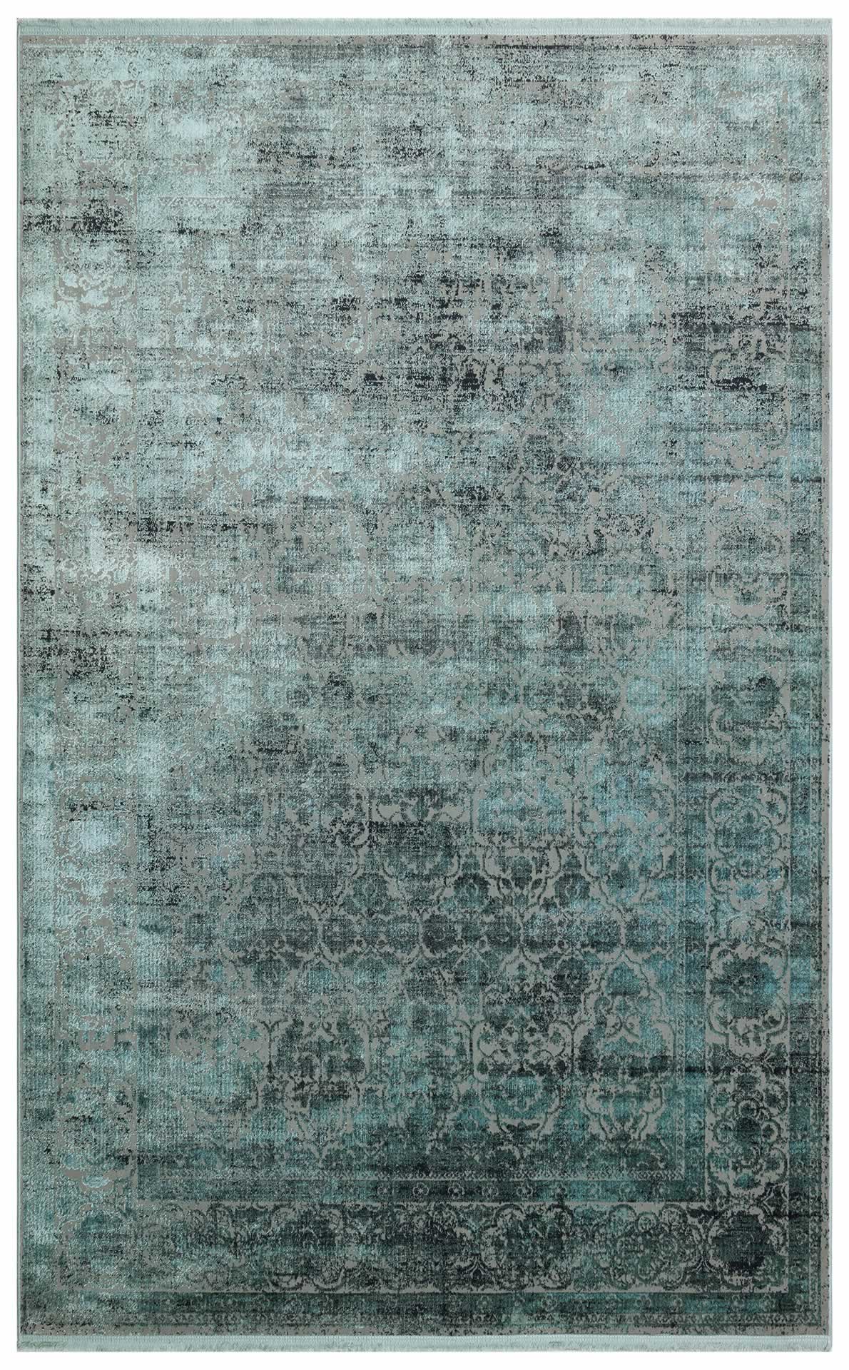 Vintage Area Rug – Pesaro Blue Machine Made Rug with Soft Silky Touch