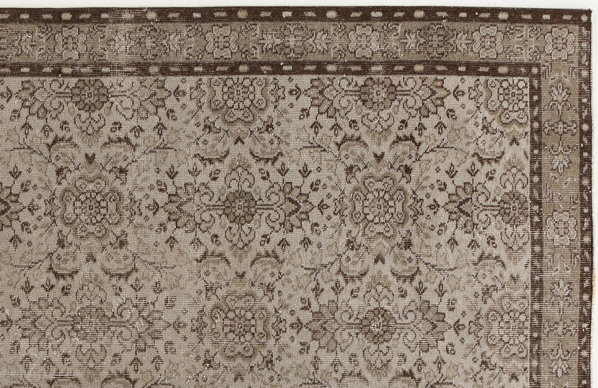 Atina Grey Vintage Wool Handmade Area Rug 5'0" x 8'11"