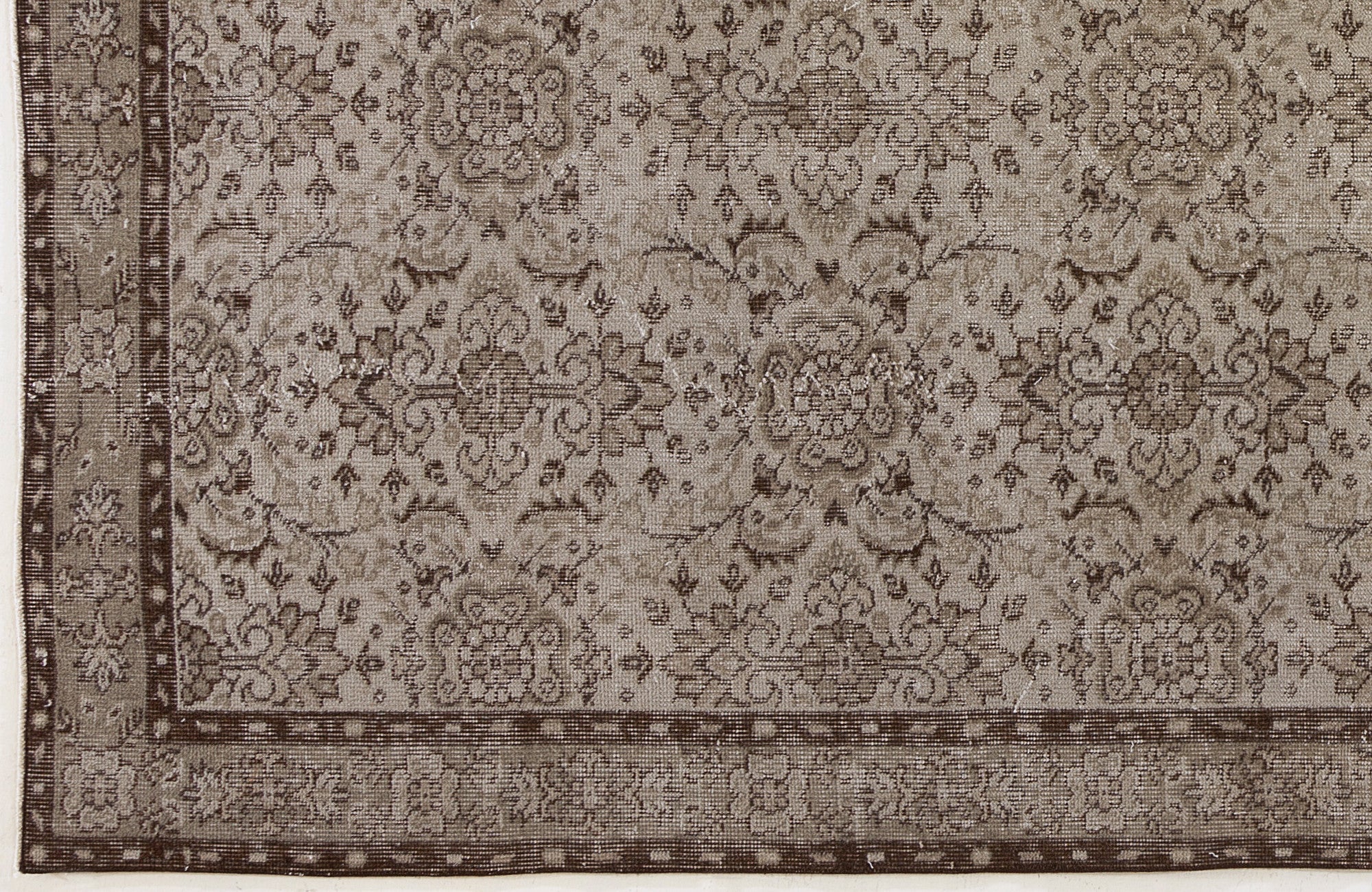 Atina Grey Vintage Wool Handmade Area Rug 5'0" x 8'11"