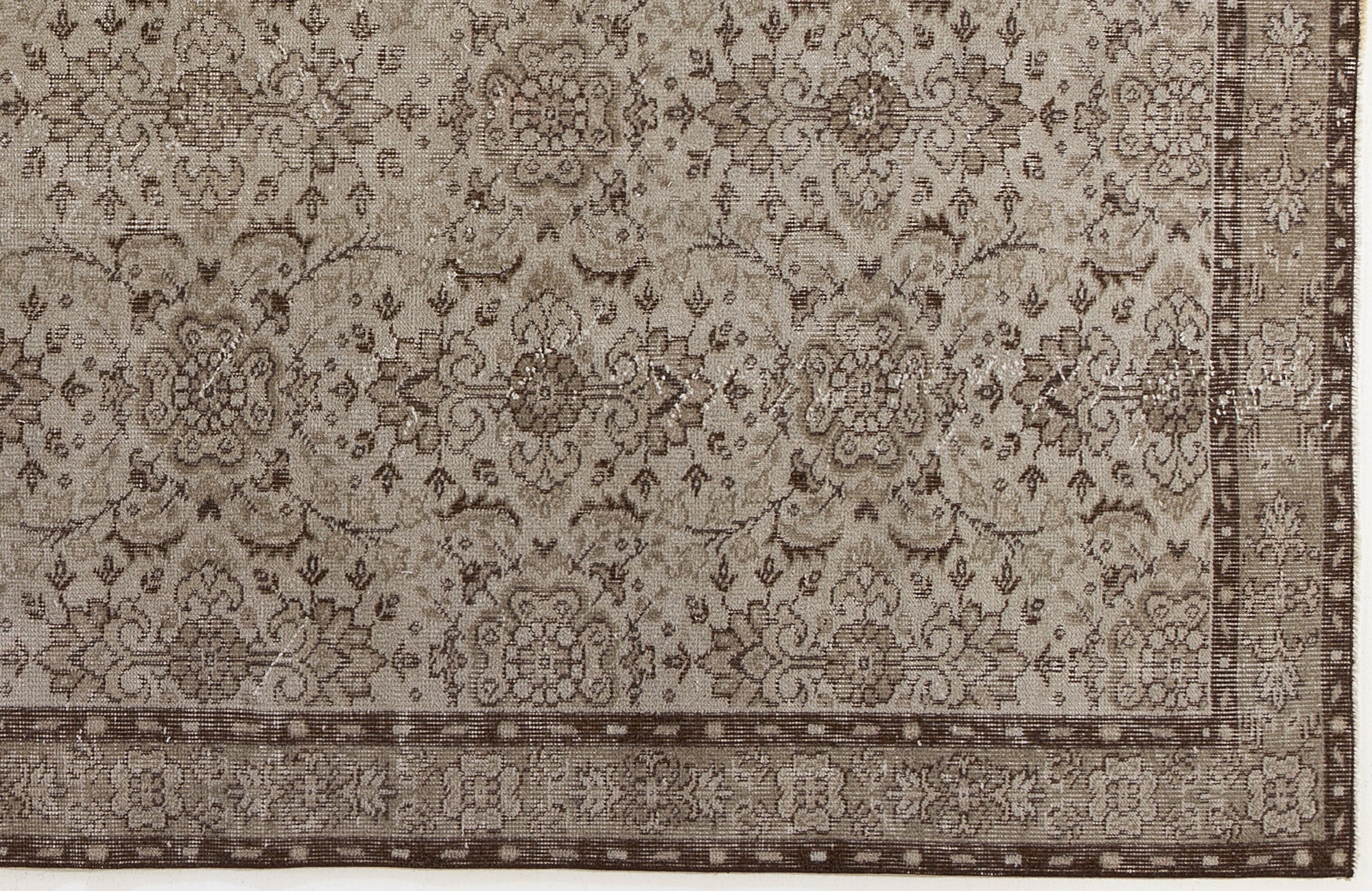 Atina Grey Vintage Wool Handmade Area Rug 5'0" x 8'11"