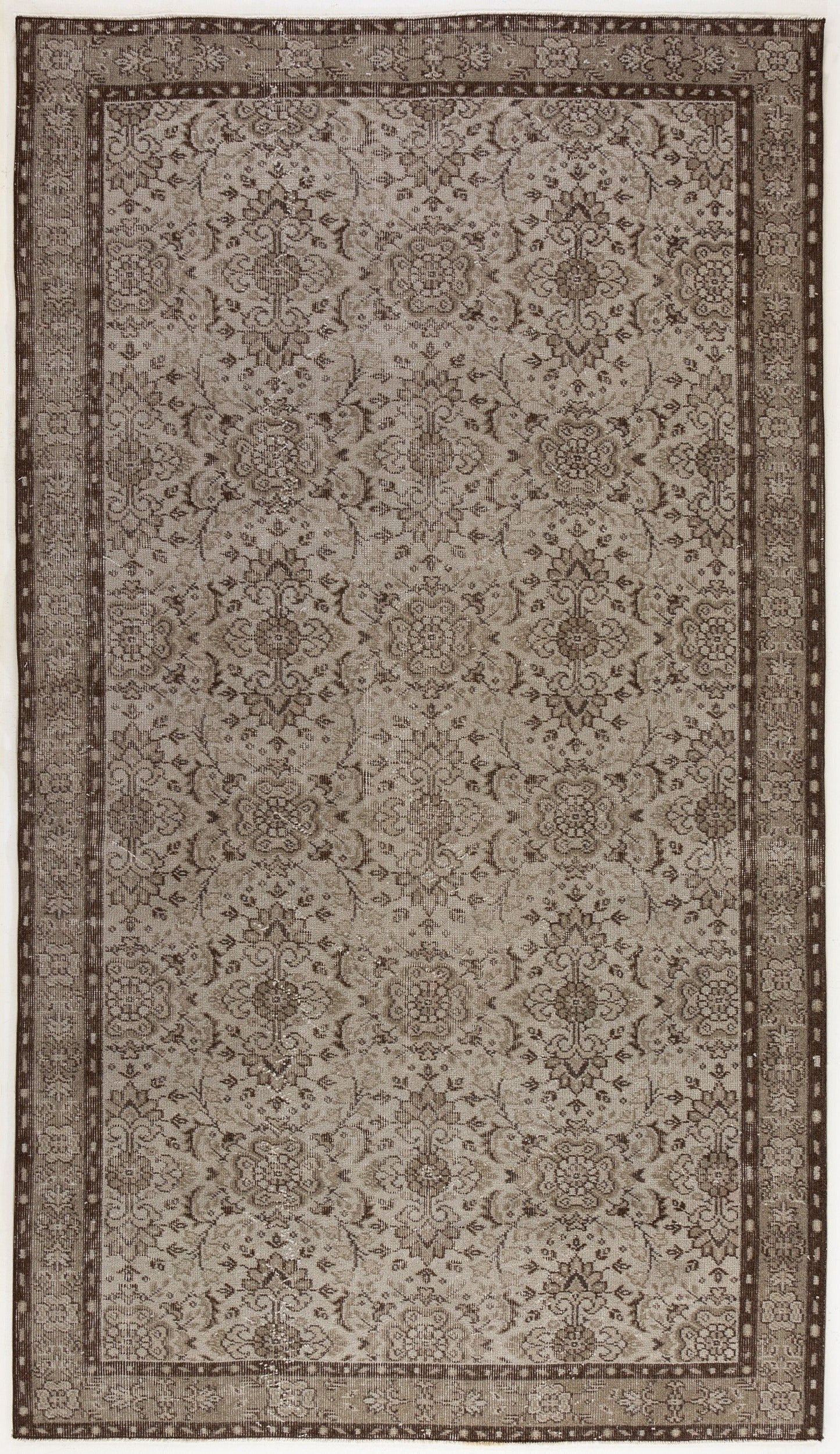 Atina Grey Vintage Wool Handmade Area Rug 5'0" x 8'11"