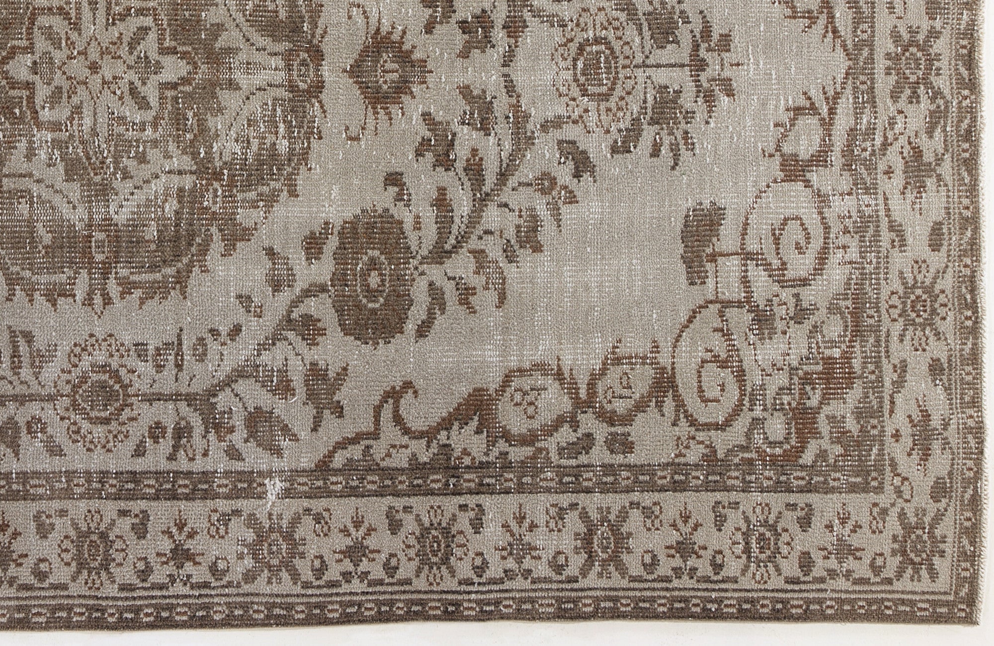Atina Beige Vintage Wool Handmade Area Rug 5'4" x 8'8"