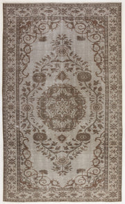 Atina Beige Vintage Wool Handmade Area Rug 5'4" x 8'8"