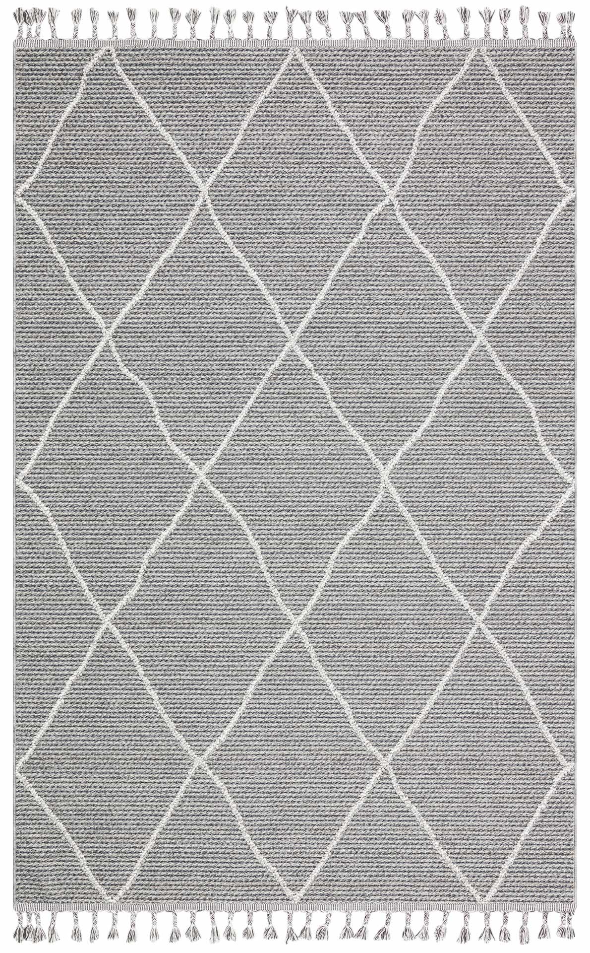 Grey Geometric Area Rug - Machine Made Jute Rug | Dust Free, Easy Clean