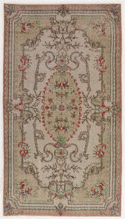 Atina Beige Vintage Wool Handmade Area Rug 3'9" x 6'11"