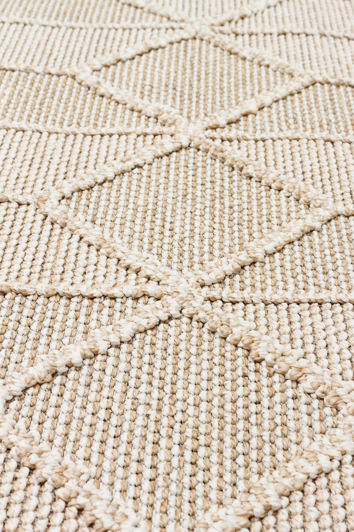 Geometric Jute Area Rug – Machine Made Rug | Beige Area Carpet, Soft Texture
