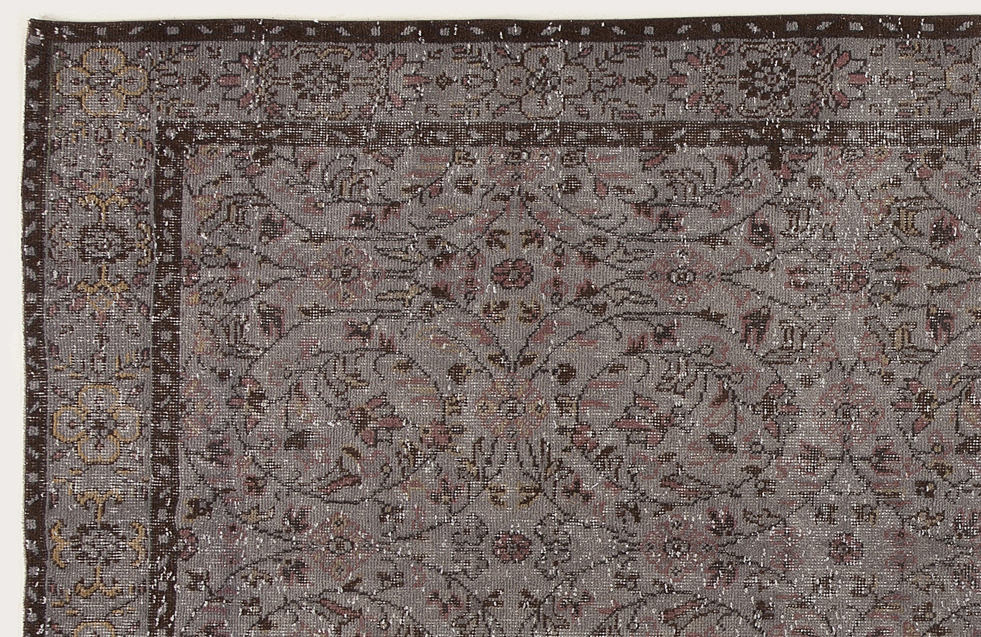 Atina Grey Vintage Wool Handmade Area Rug 6'3" x 8'10"