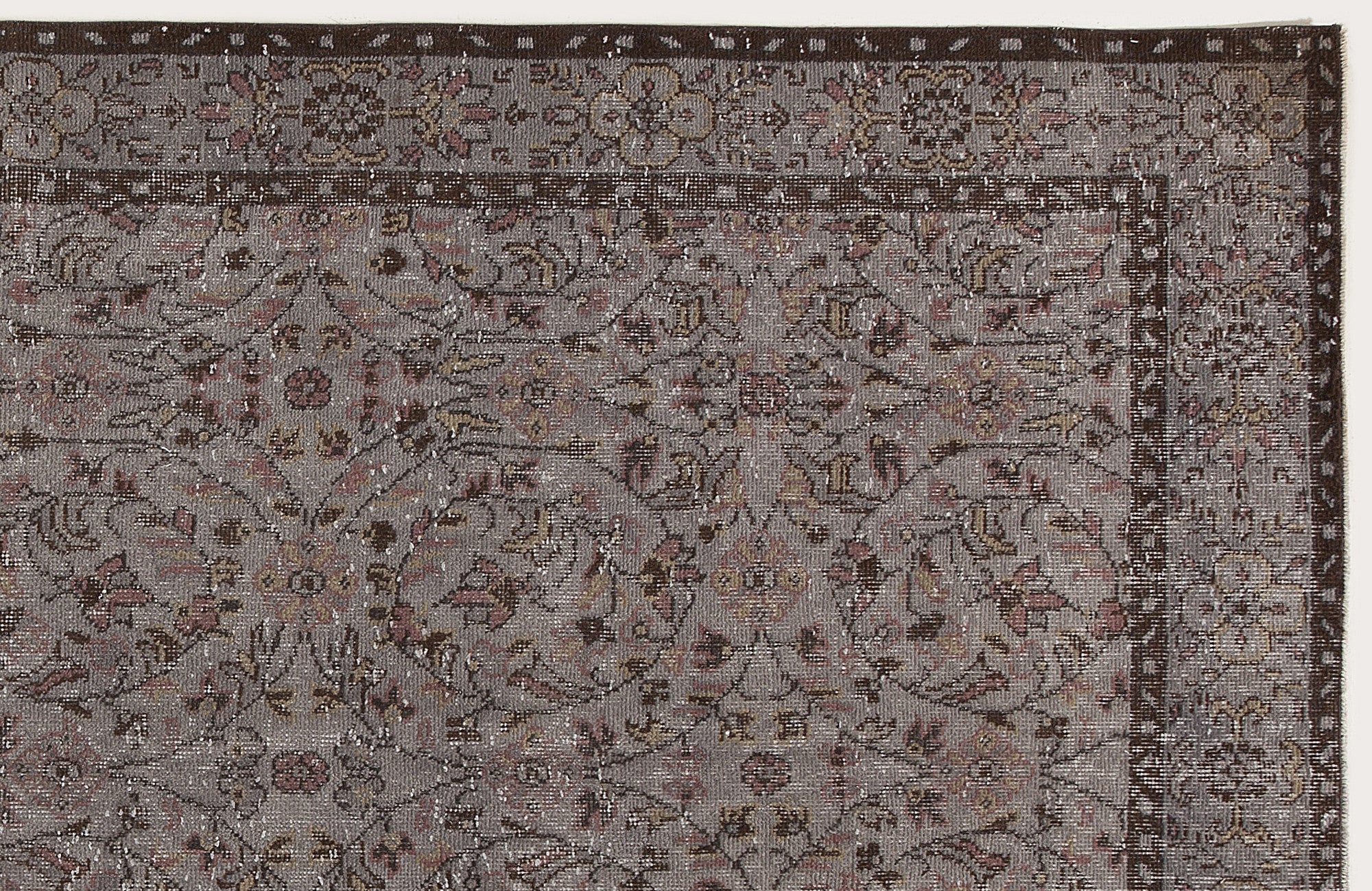 Atina Grey Vintage Wool Handmade Area Rug 6'3" x 8'10"