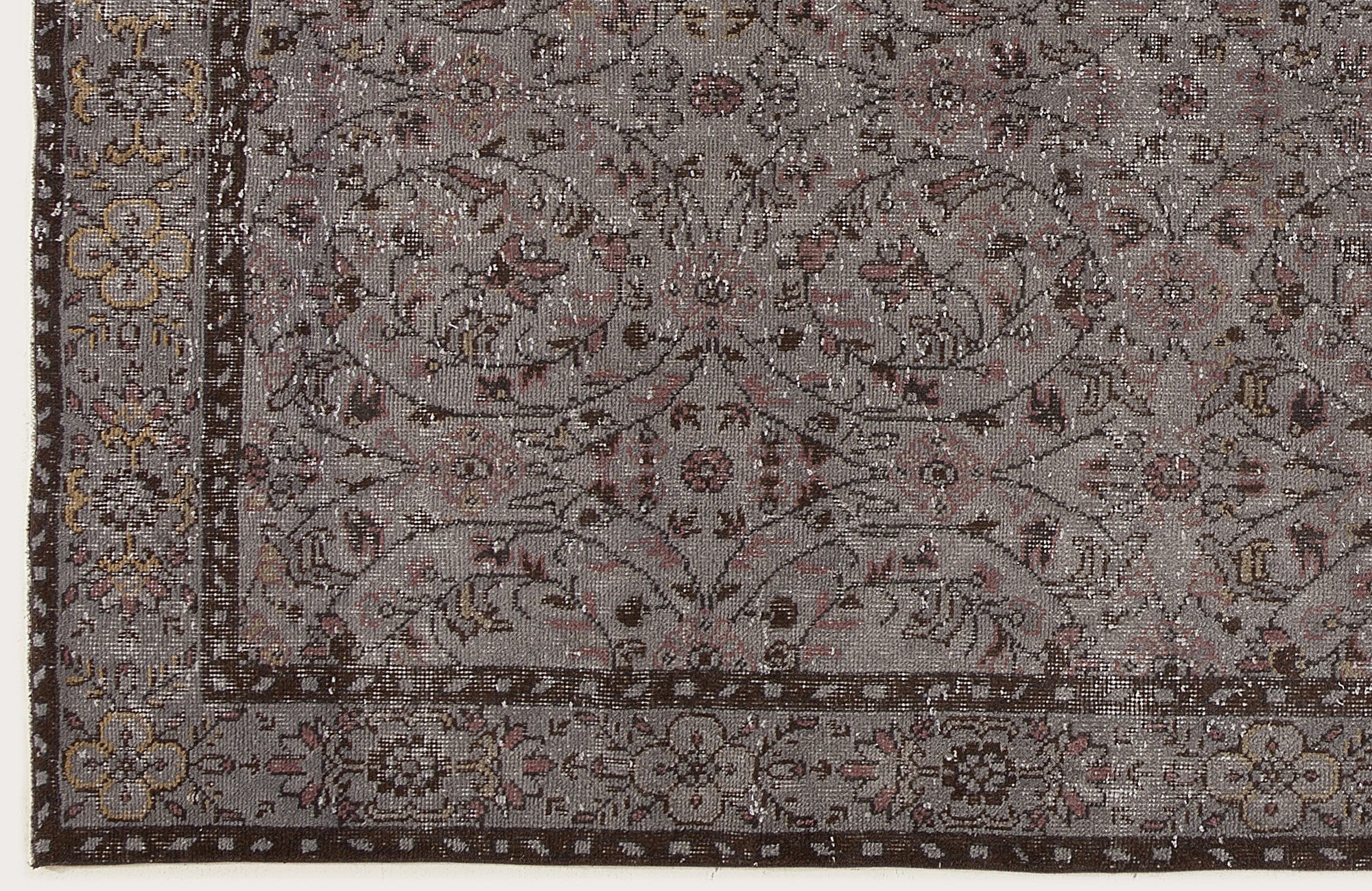 Atina Grey Vintage Wool Handmade Area Rug 6'3" x 8'10"