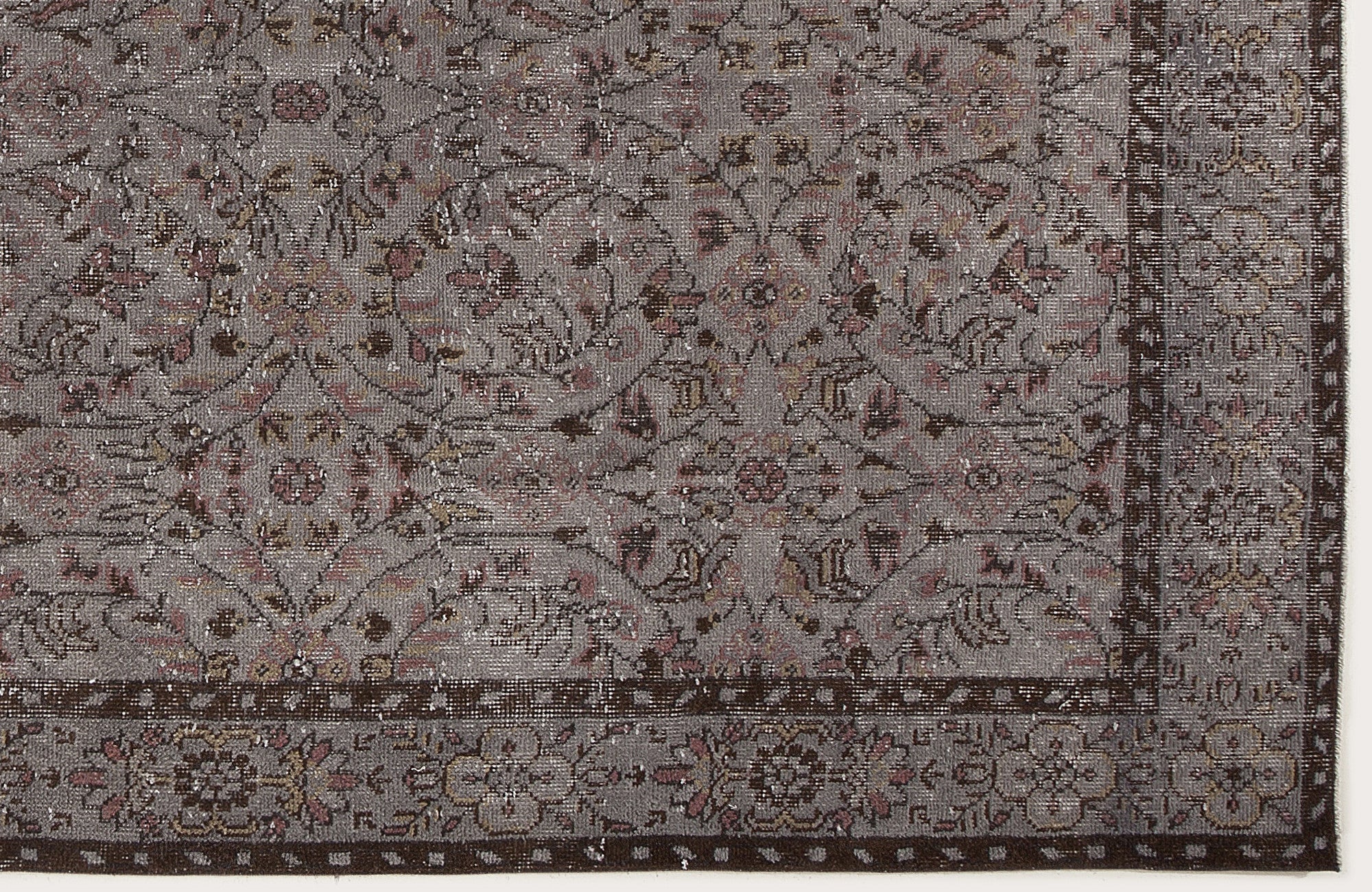 Atina Grey Vintage Wool Handmade Area Rug 6'3" x 8'10"