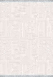 Cream Striped Area Rug - Machine Made Rug, 9 mm Pile Height, Durable Acrylic Yarn