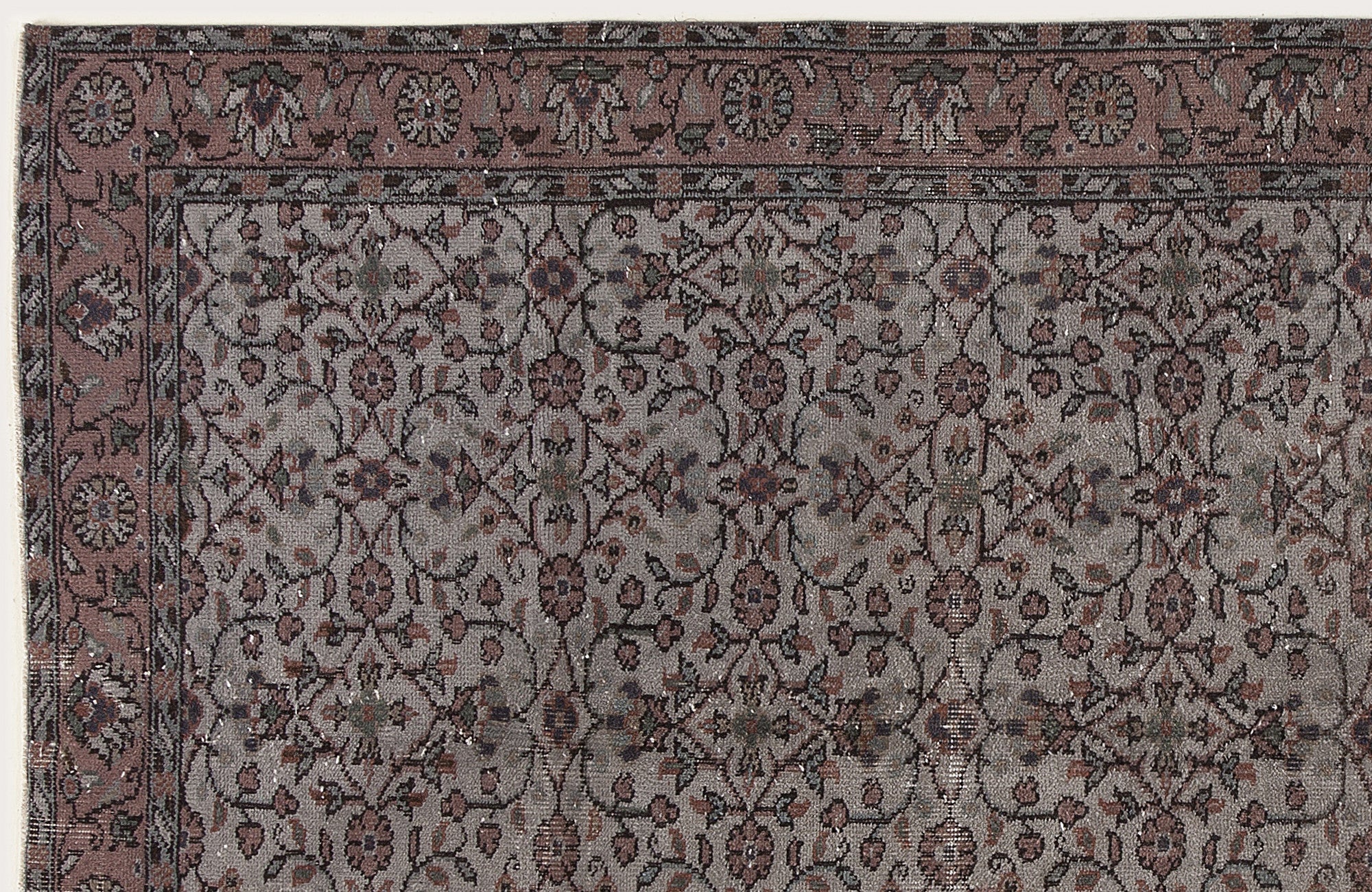 Atina Brown Vintage Wool Handmade Area Rug 5'1" x 8'6"