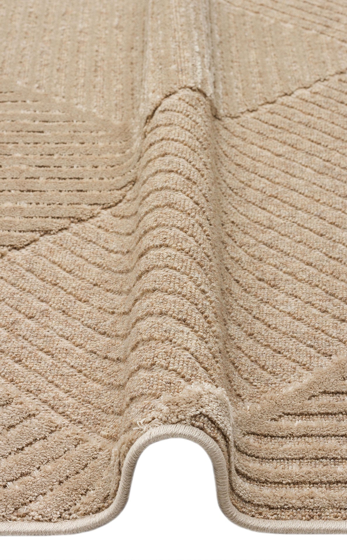 Geometric Wool Rug - Machine Made Brown Flatweave Area Rug With Soft Texture