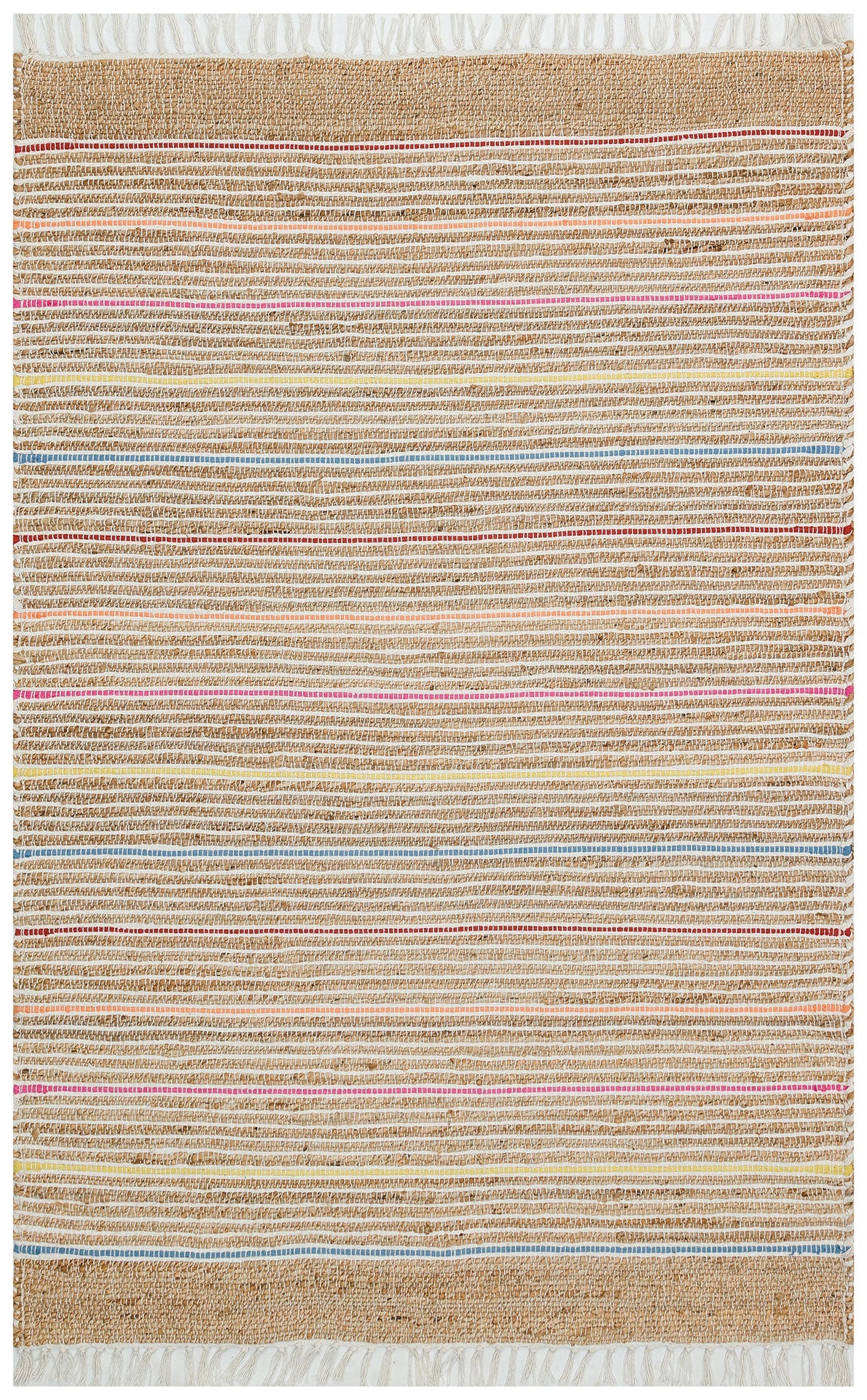 Handmade Jute Rug – Beige Striped Natural Jute Carpet | Soft Texture, Dust Free