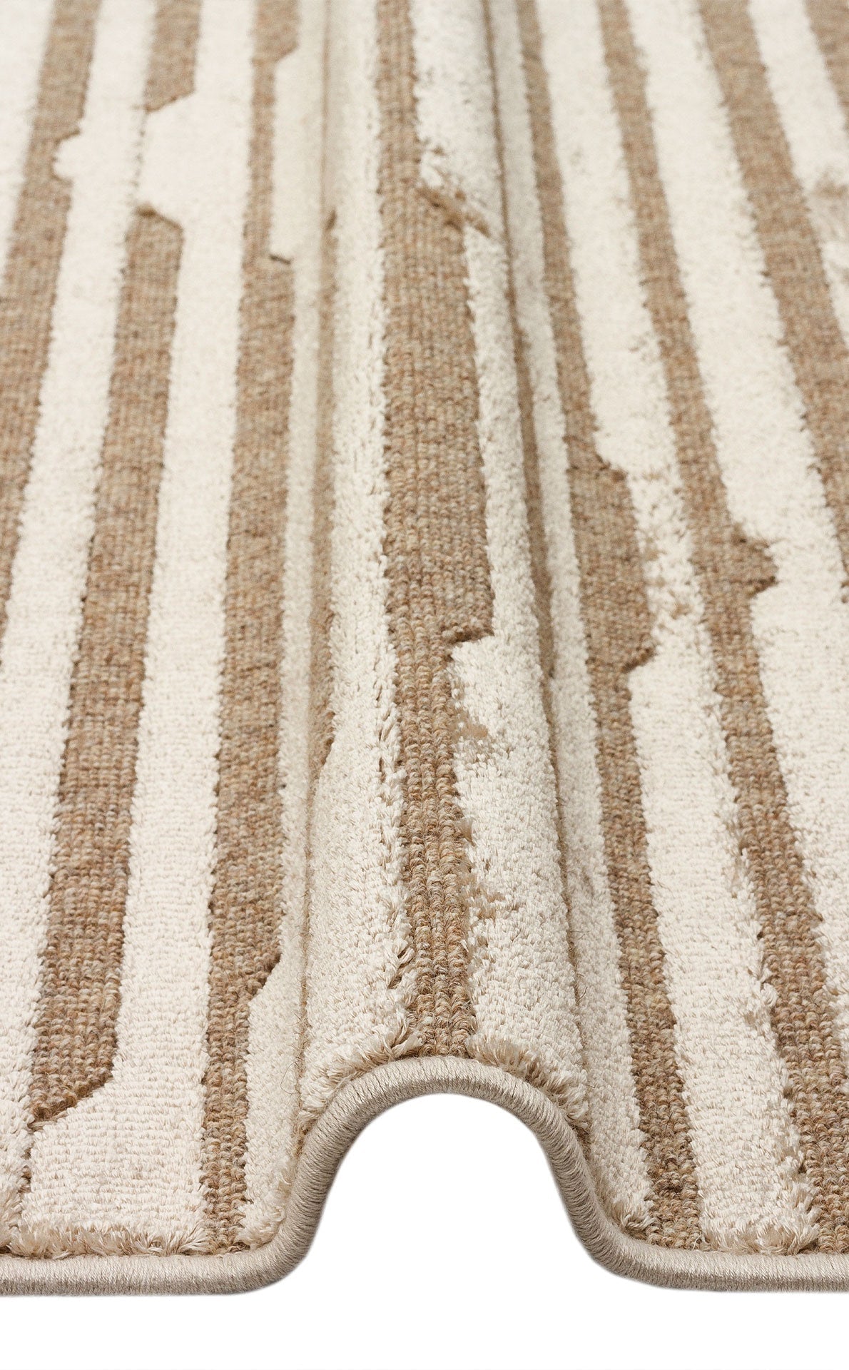 Wool Viscose Area Rug – Machine Made Rug | Geometric Brown Cream Flatweave Carpet