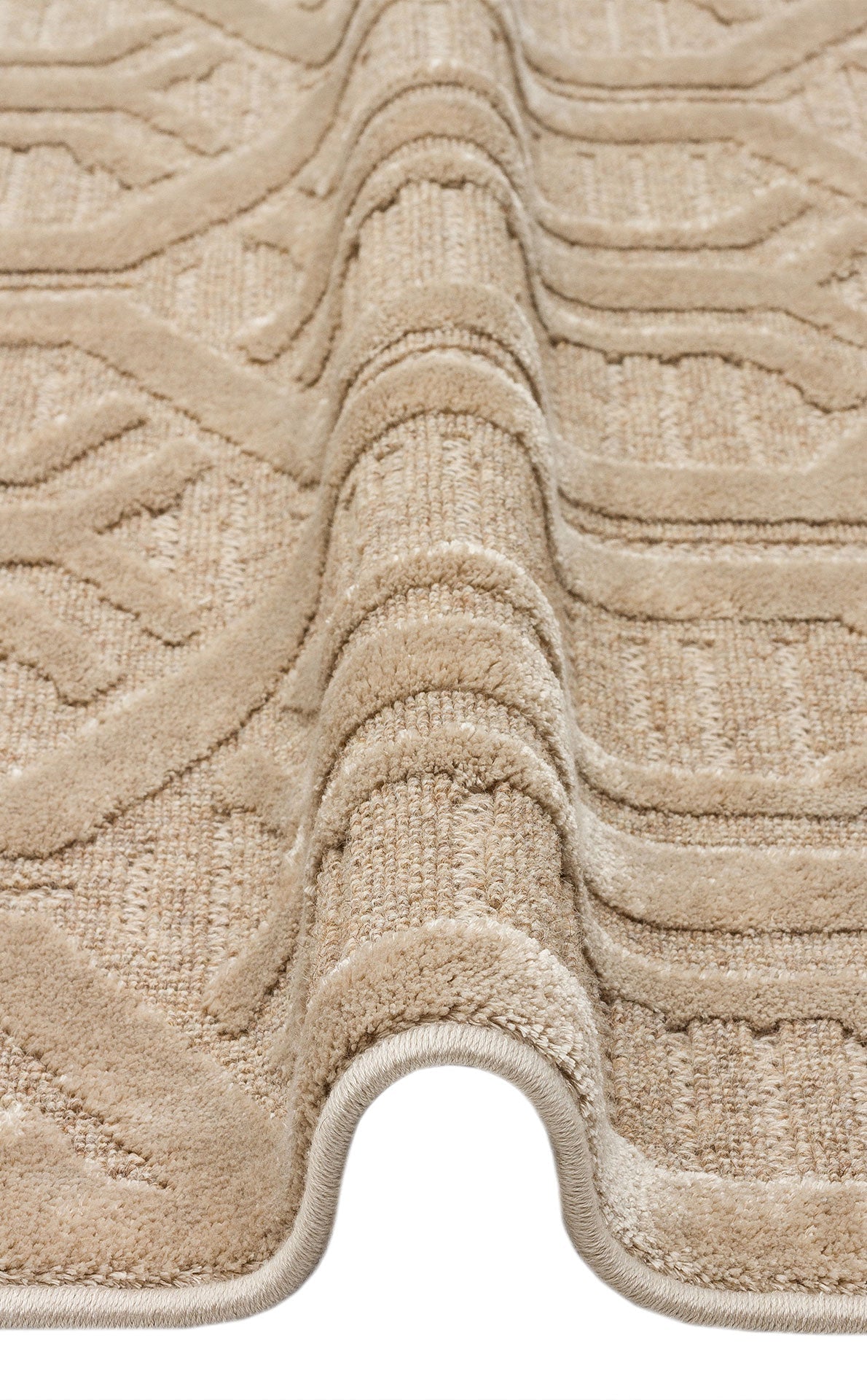 Geometric Wool Area Rug – Machine Made Brown Flatweave Carpet With Soft Texture