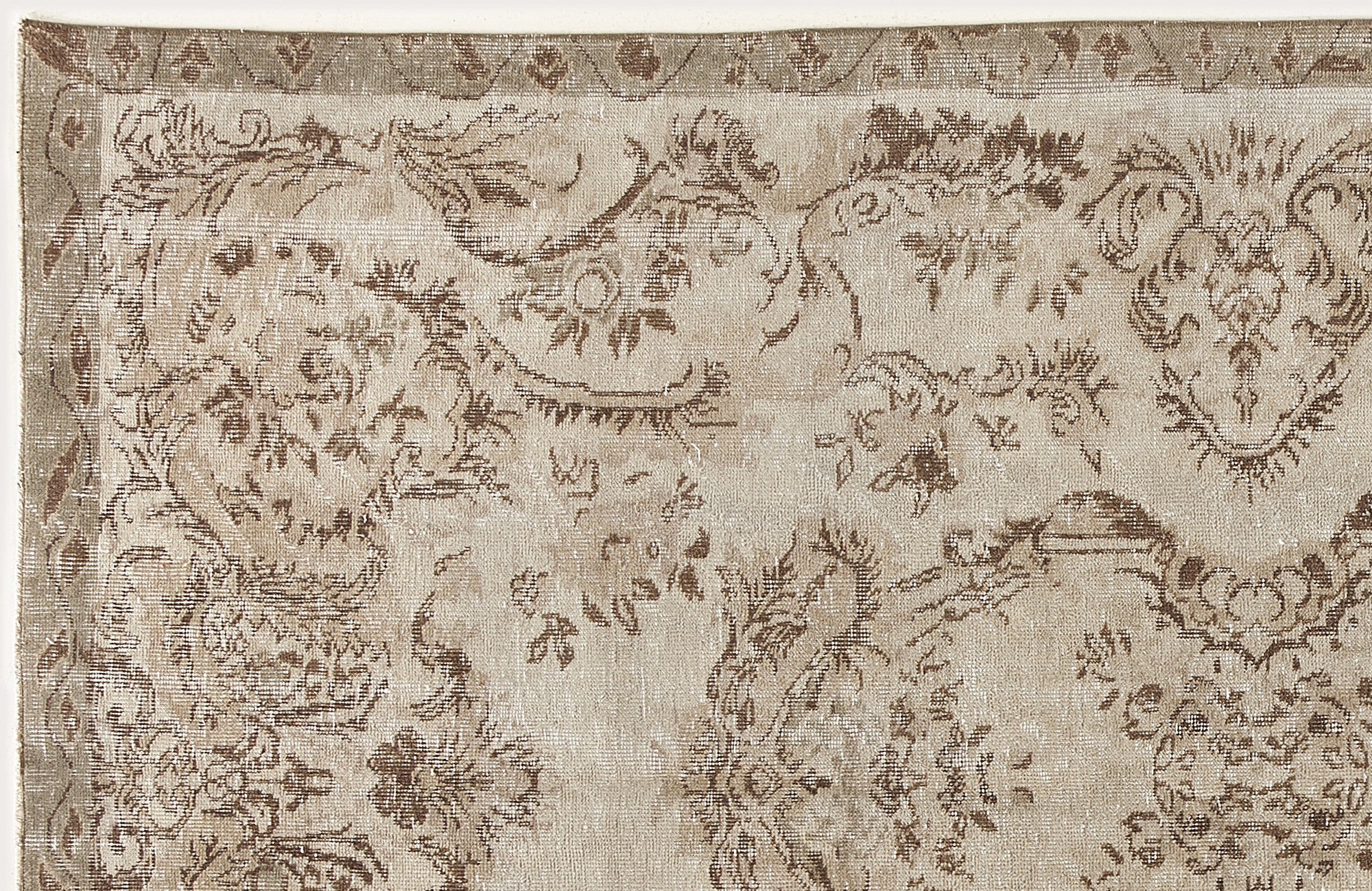 Atina Beige Vintage Wool Handmade Area Rug 5'3" x 8'9"