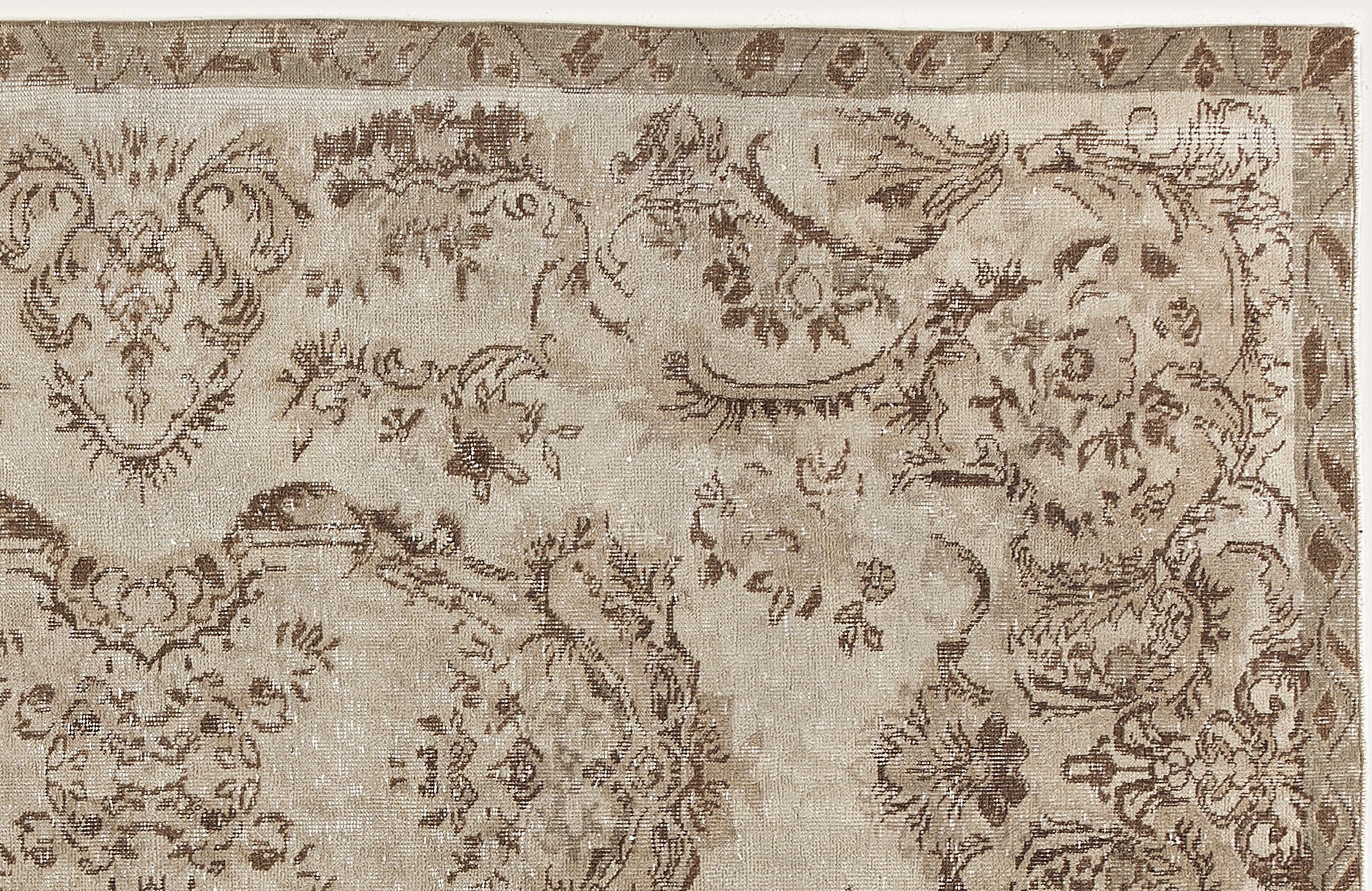 Atina Beige Vintage Wool Handmade Area Rug 5'3" x 8'9"