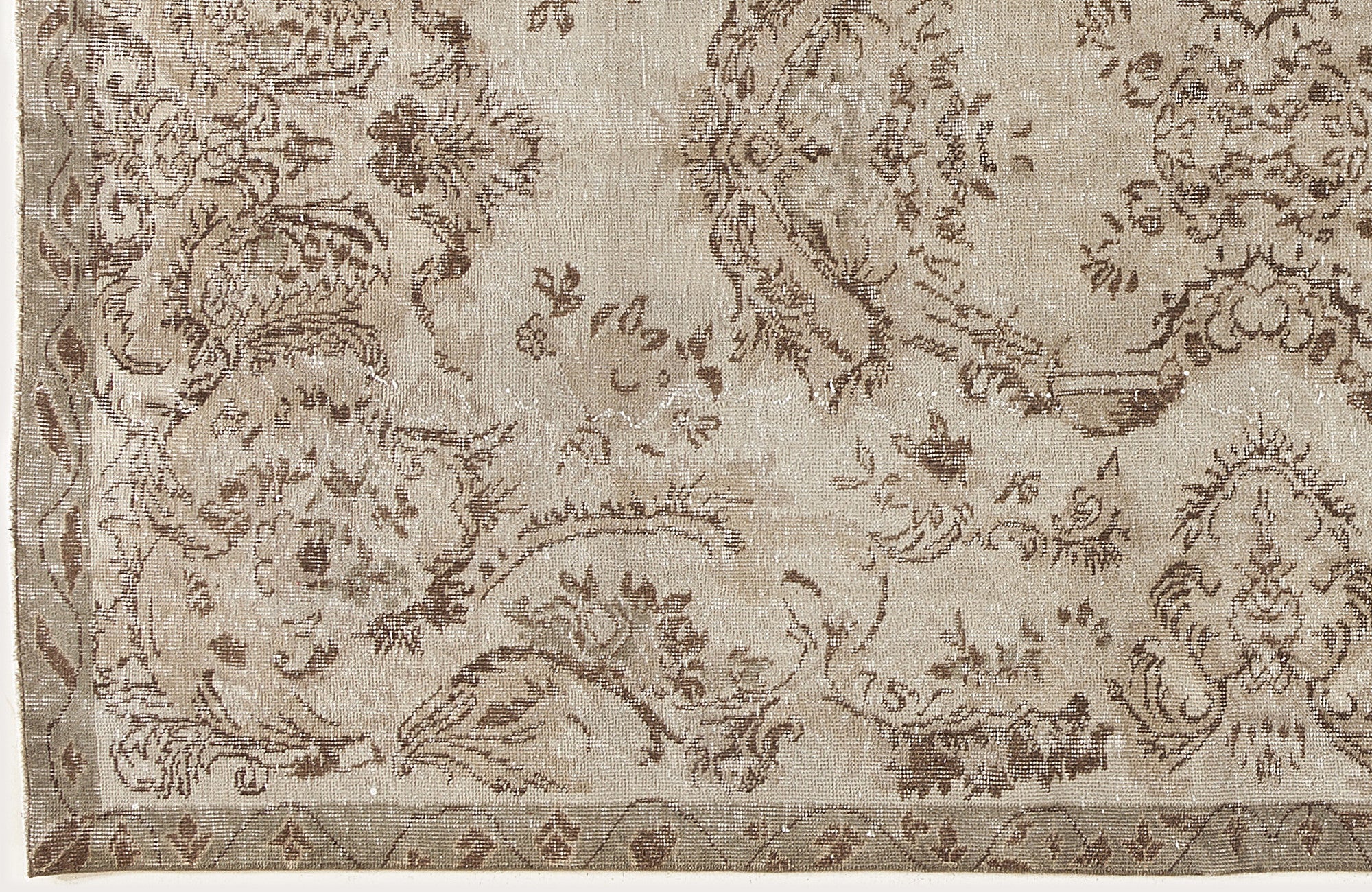 Atina Beige Vintage Wool Handmade Area Rug 5'3" x 8'9"