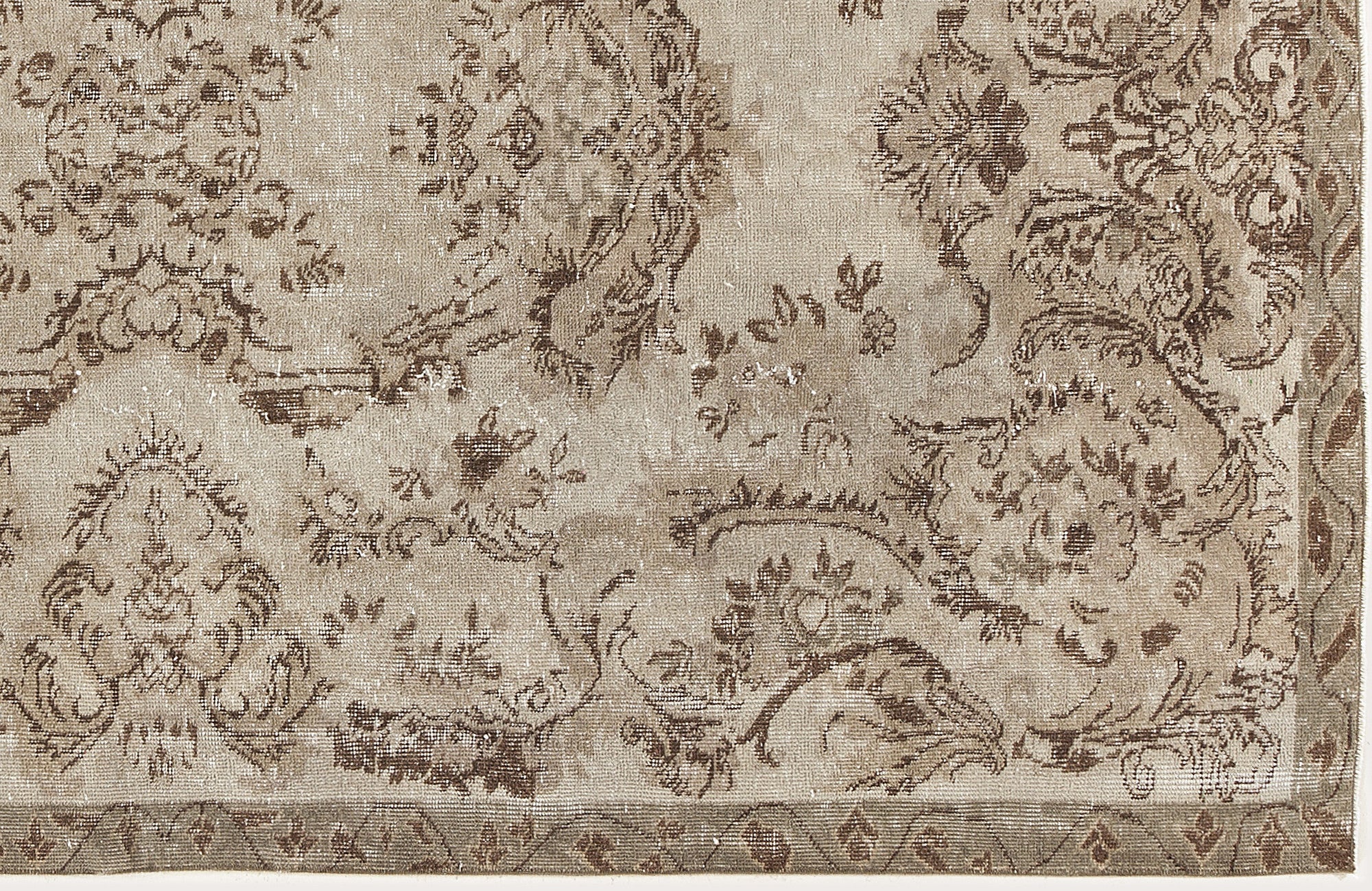 Atina Beige Vintage Wool Handmade Area Rug 5'3" x 8'9"