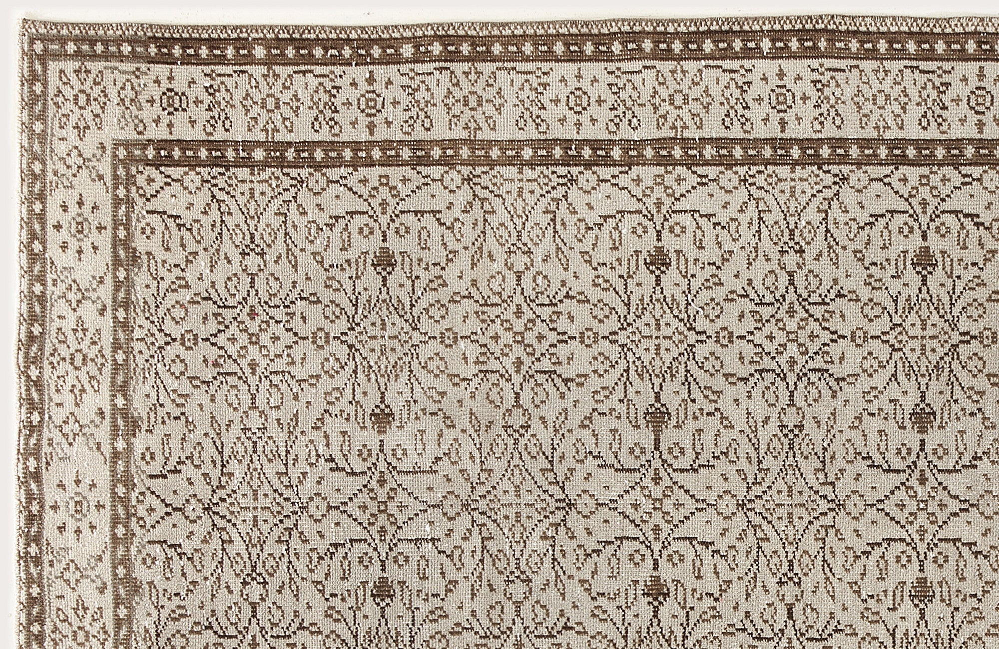 Atina Beige Vintage Wool Handmade Area Rug 5'1" x 8'9"