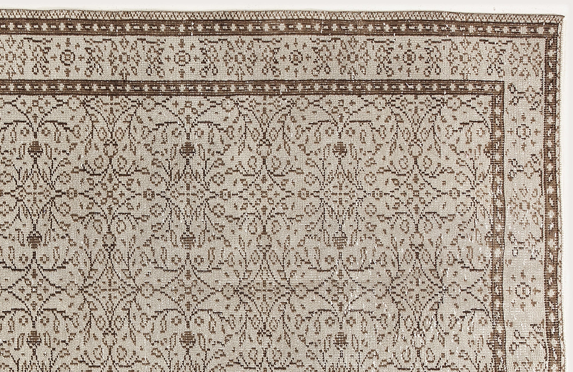 Atina Beige Vintage Wool Handmade Area Rug 5'1" x 8'9"