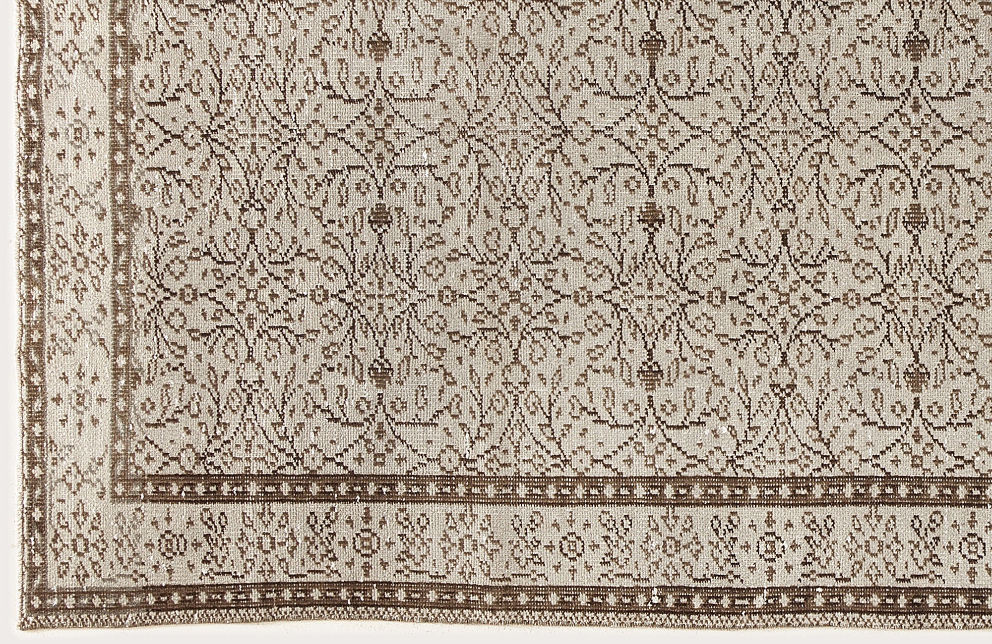 Atina Beige Vintage Wool Handmade Area Rug 5'1" x 8'9"