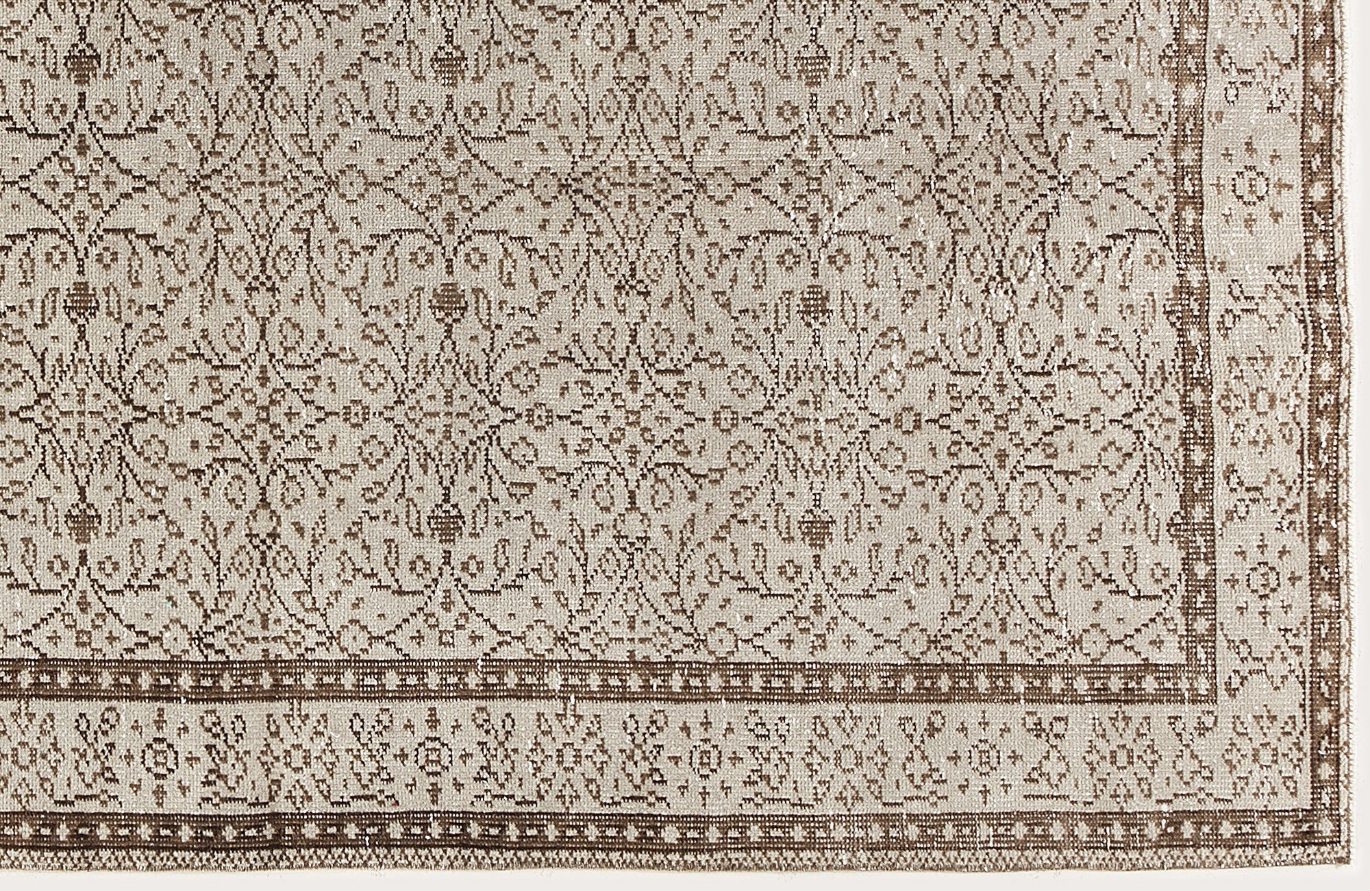 Atina Beige Vintage Wool Handmade Area Rug 5'1" x 8'9"