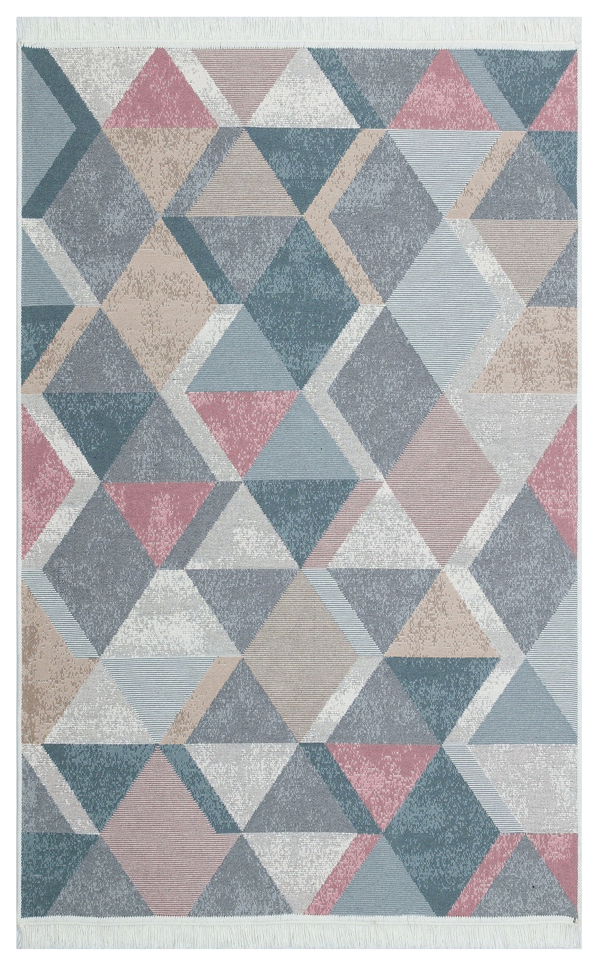 Blue Cotton Kilim Rug - Geometric Washable Non Slip Flatweave Carpet