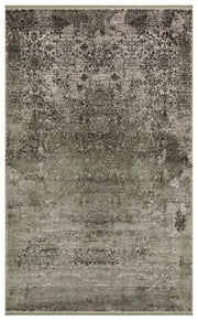 Machine Made Area Rug - Green Classic Overdyed High Low Textured Carpet