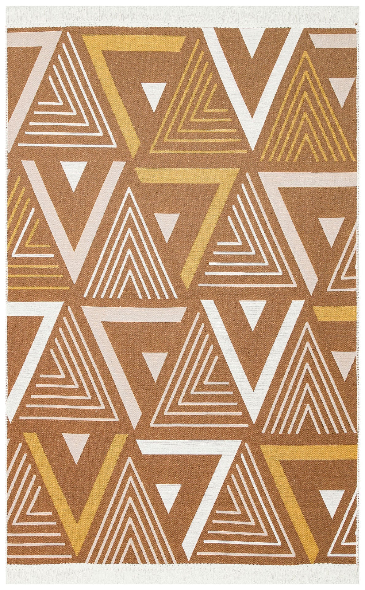Cotton Kilim Rug - Beige Zigzag Modern Woven Double Sided Washable Rug