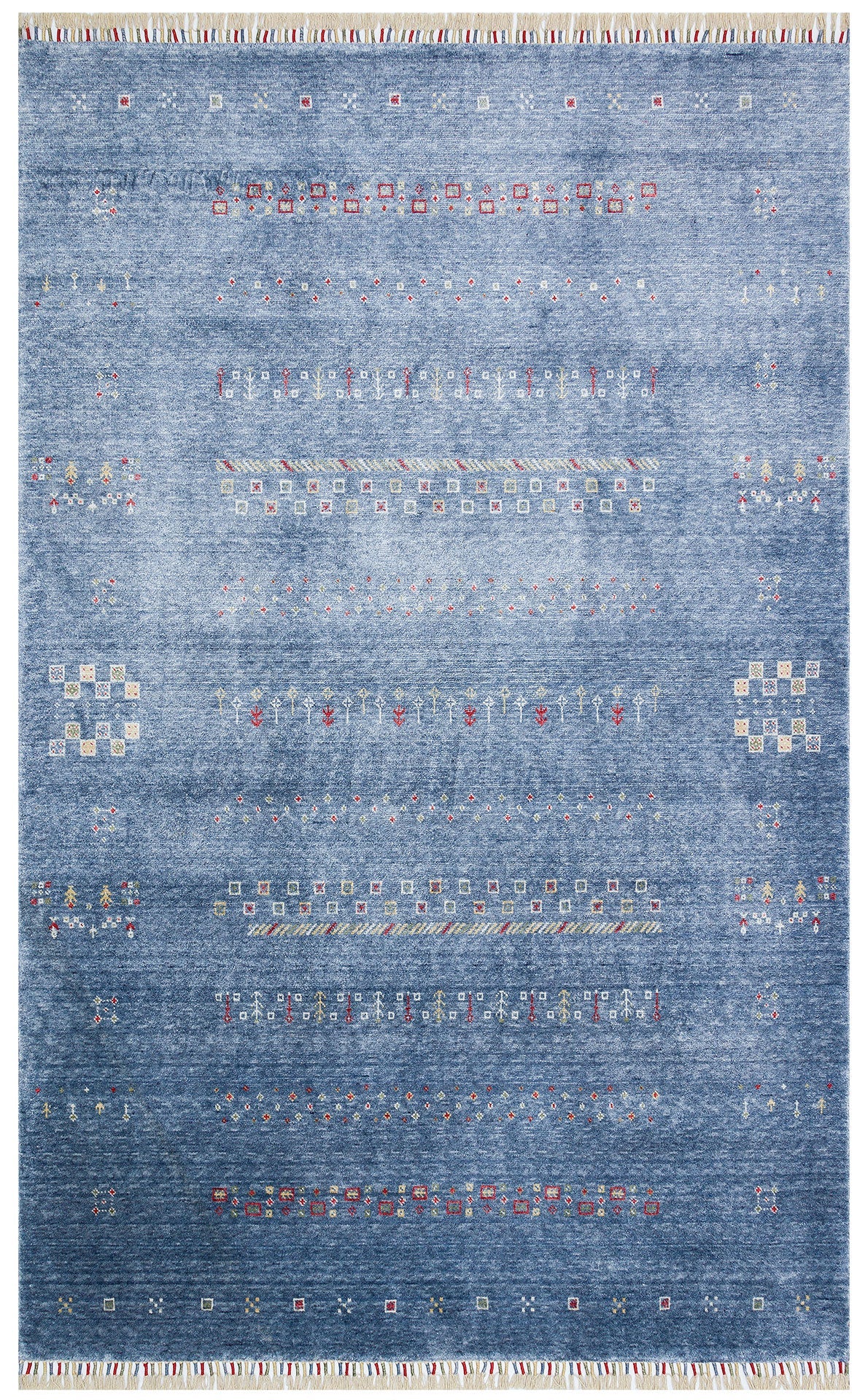 Blue Viscose Rug – Modern Handmade Rug with Authentic Pattern and Soft Texture