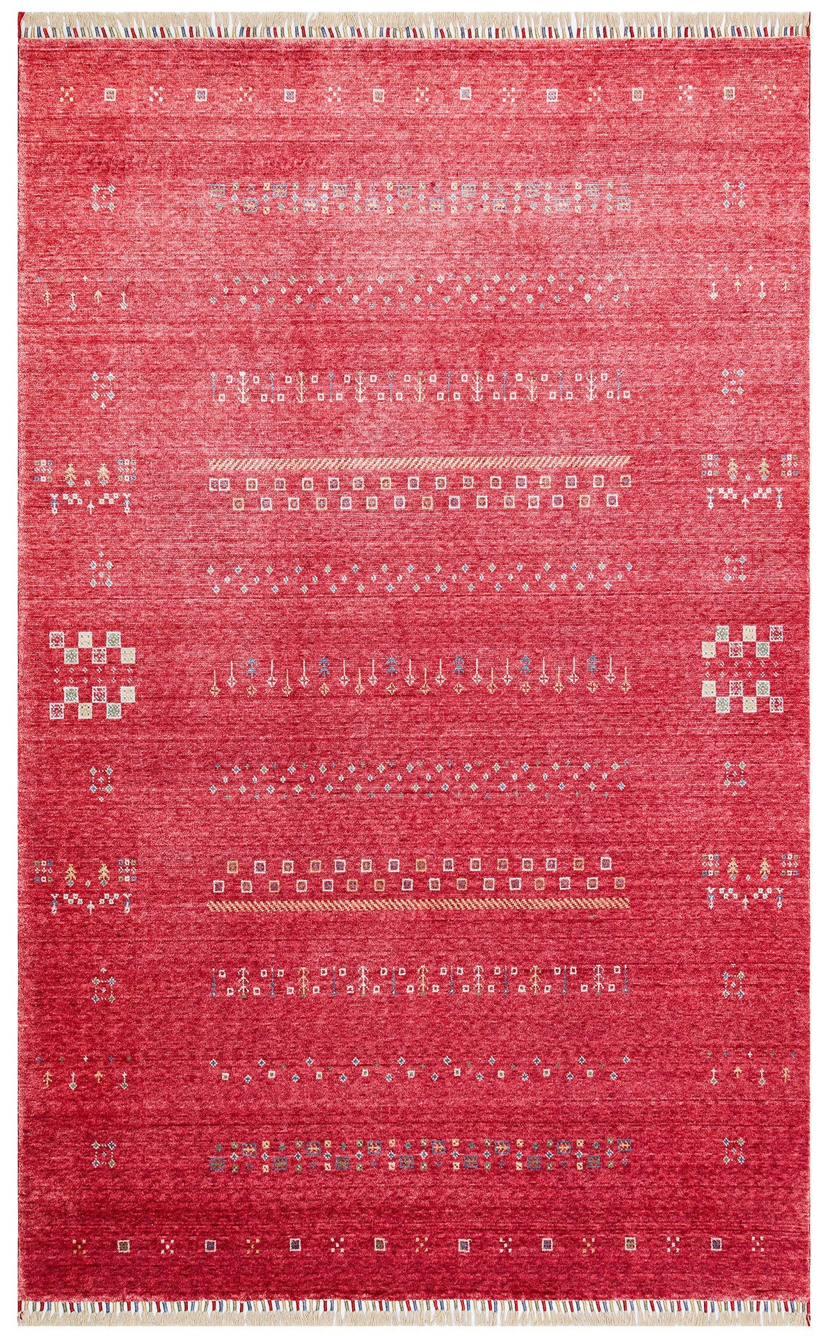 Modern Handmade Rug – Red Viscose Flatweave Area Rug With Geometric Pattern