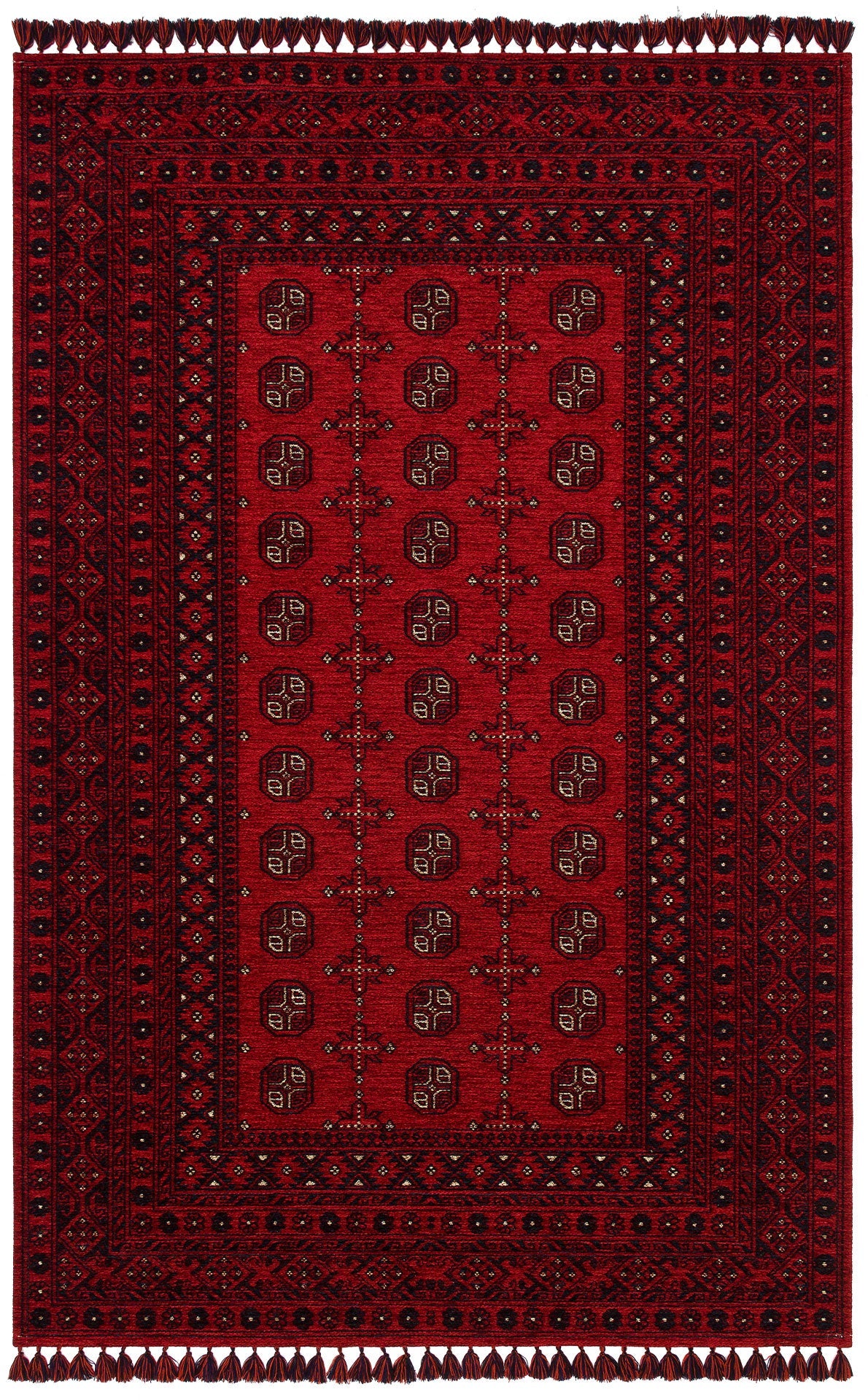 Afghan Washable Rug - Red Non Slip Rug | Fine Woven Dustproof Carpet
