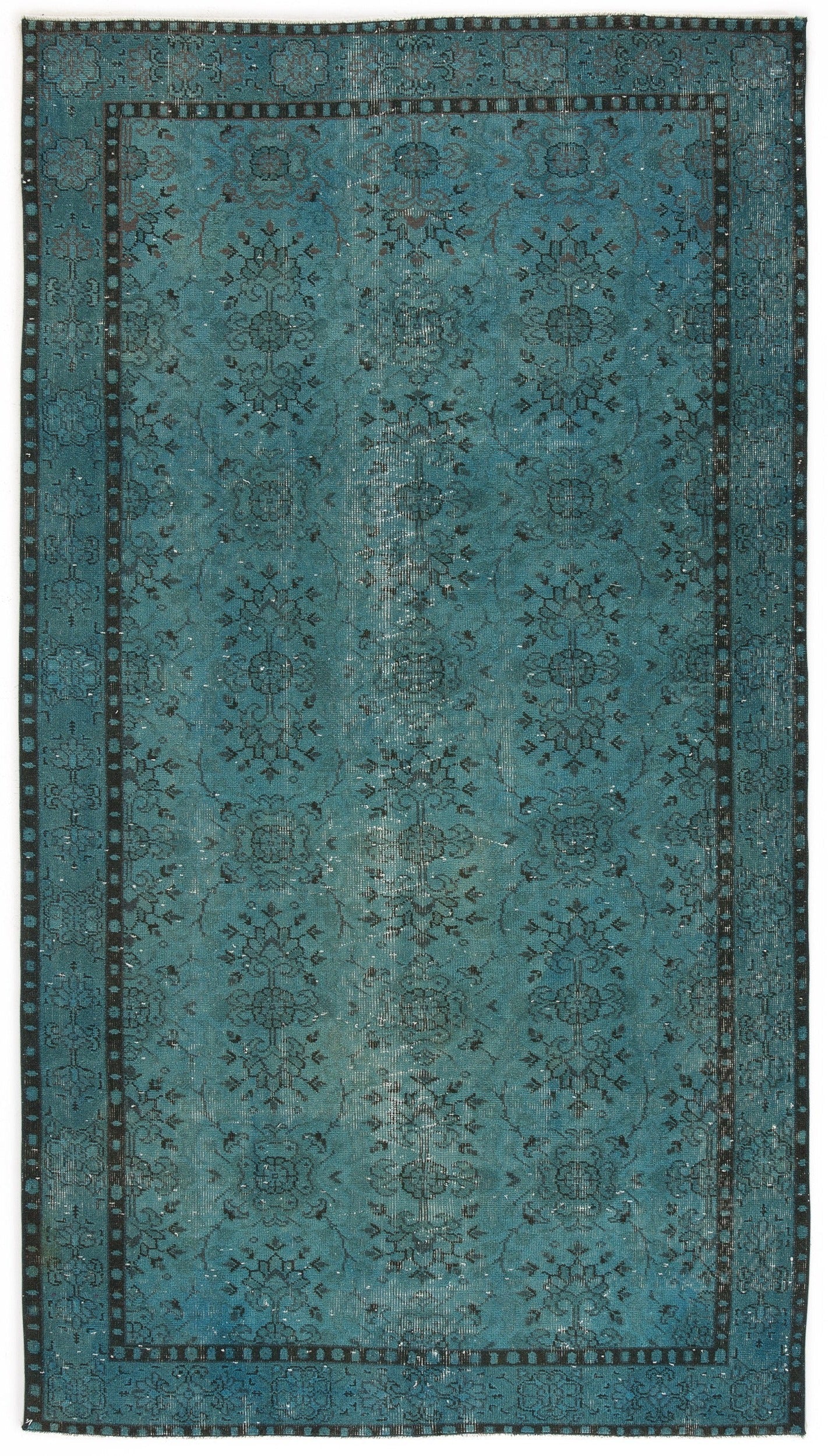 Atina Turquoise Vintage Wool Handmade Area Rug 4'10" x 9'5"
