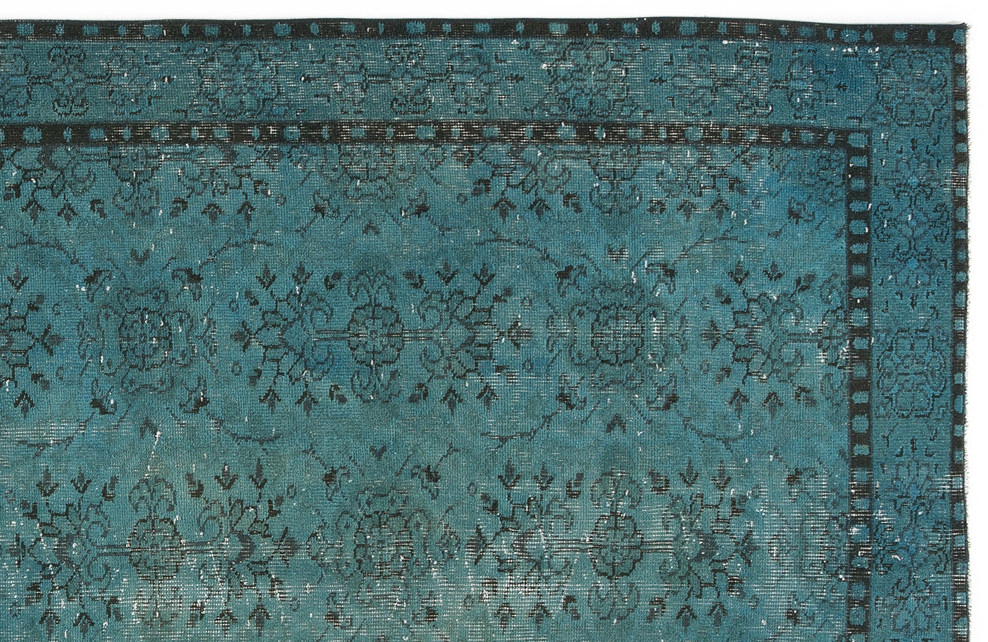 Atina Turquoise Vintage Wool Handmade Area Rug 4'10" x 9'5"