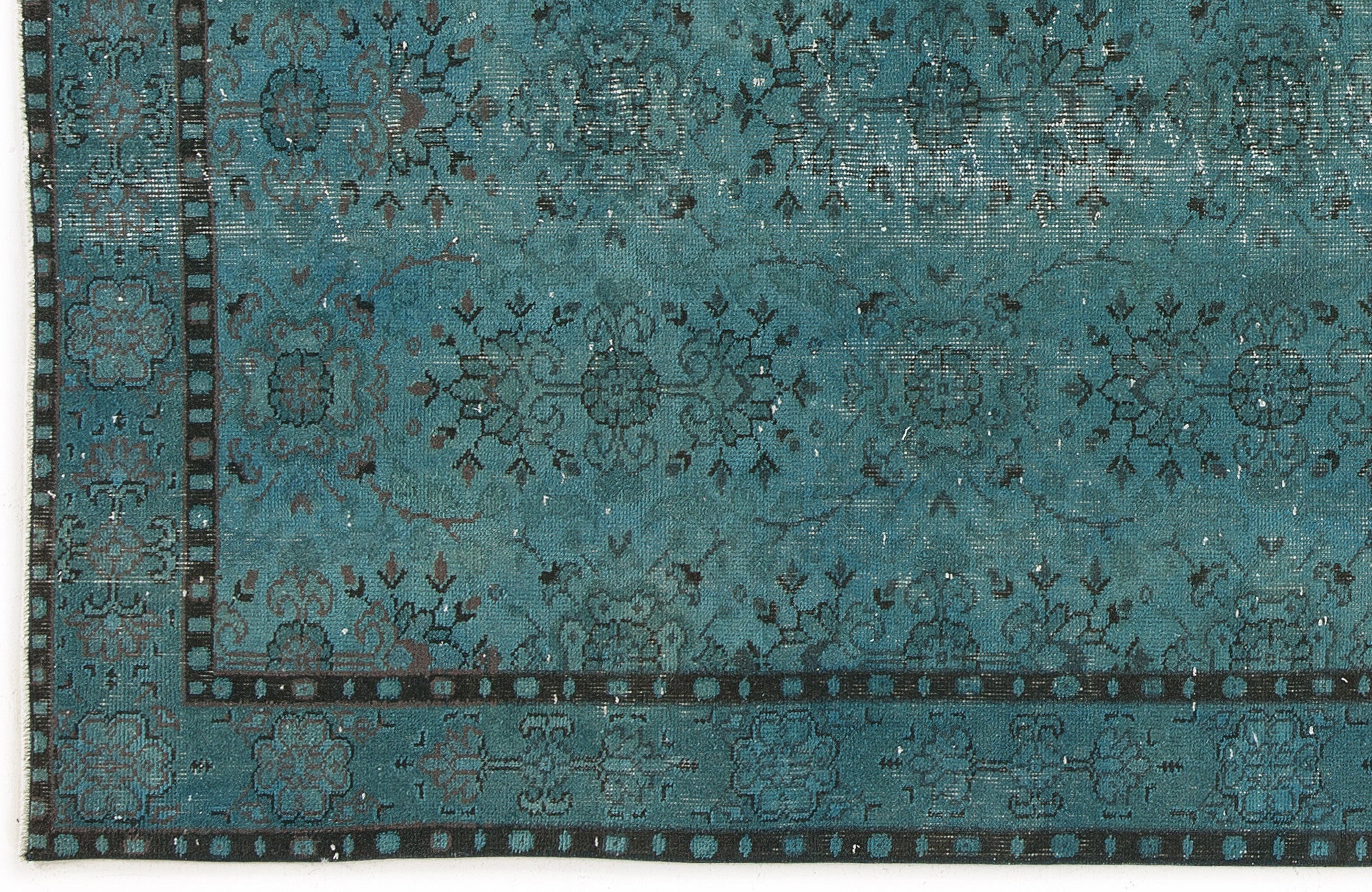Atina Turquoise Vintage Wool Handmade Area Rug 4'10" x 9'5"